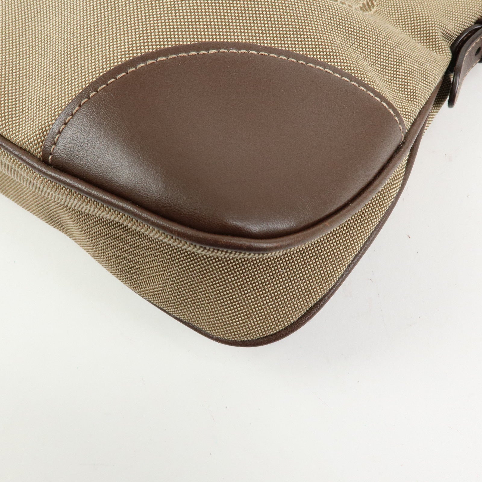 PRADA Jacquard Canvas Leather Shoulder Bag Crossbody Bag Beige Brown