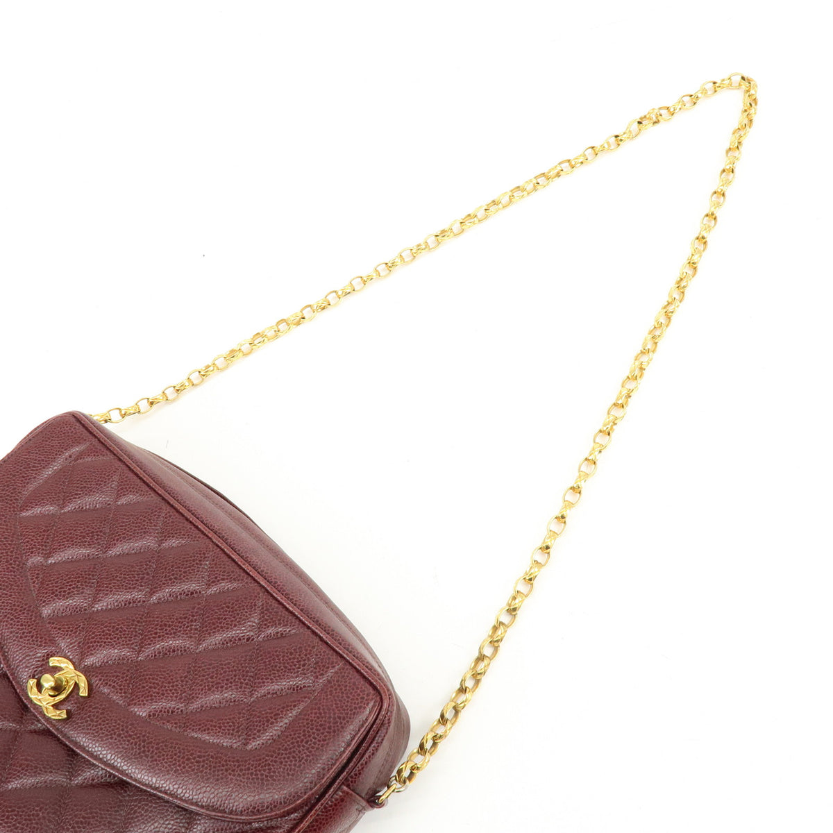 CHANEL Matelasse Diana Caviarskin Chain Shoulder Crossbody Bag Bordeaux