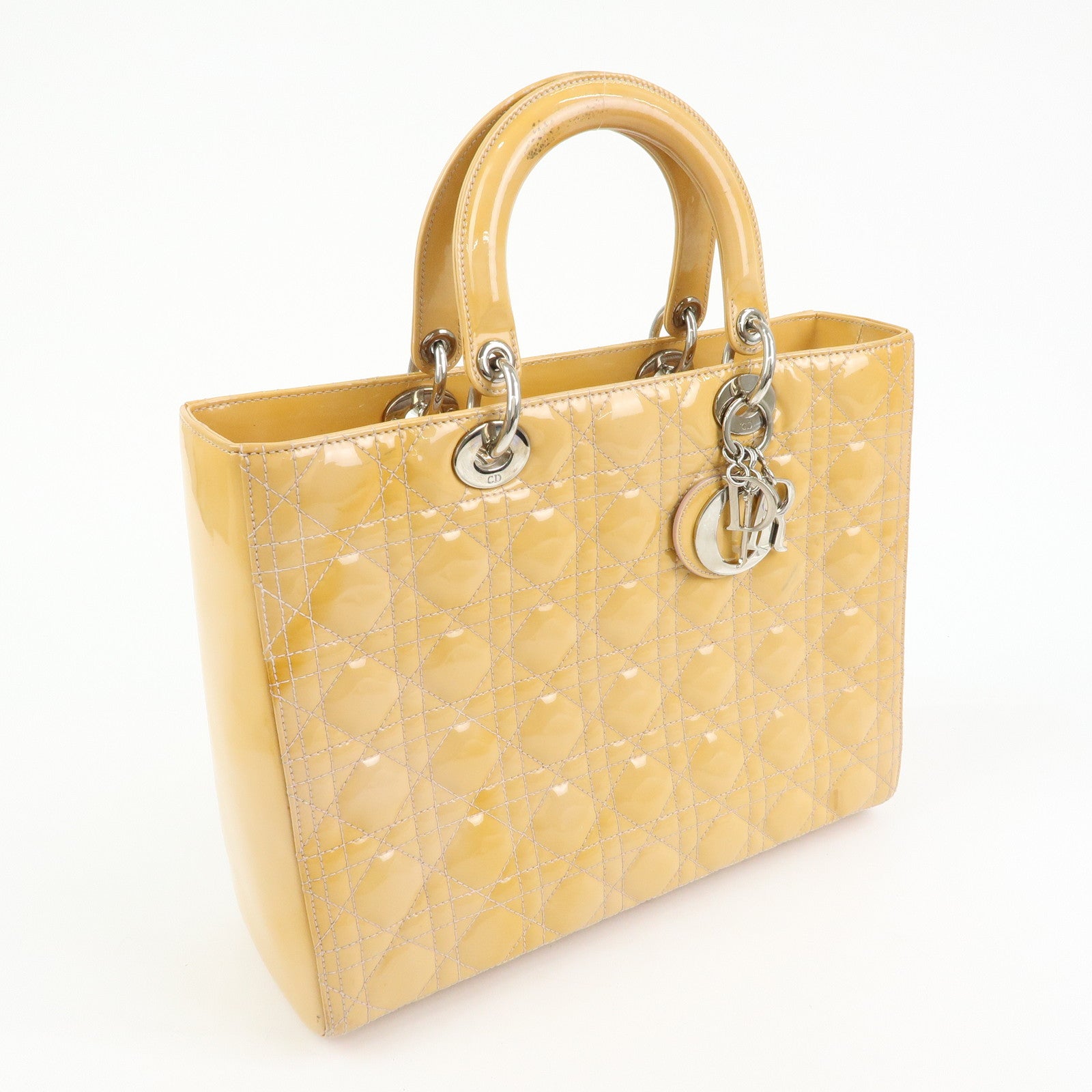 Christian Dior Lady Dior Cannage Patent Leather 2Way Hand Shoulder Bag