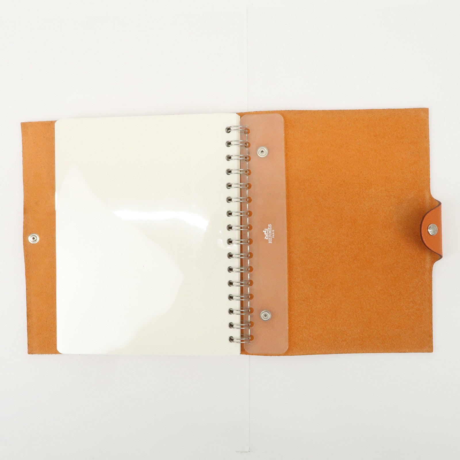 HERMES Togo Leather Ulysse MM □O Stamped Notebook Cover Potiron Orange Used