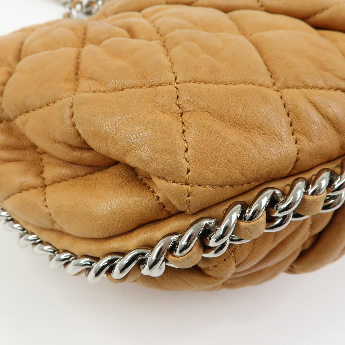 CHANEL Matelasse Luxury Line Lamb Skin Chain Shoulder Bag Brown A49889