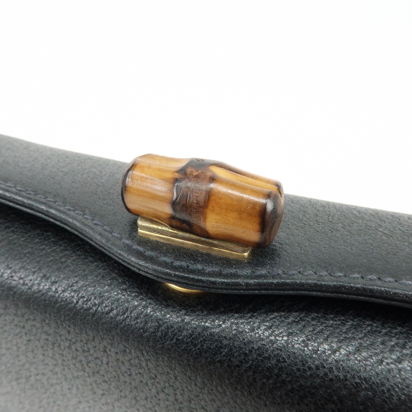 GUCCI Bamboo Turn Lock Leather Mini Hand Bag Black 000・33・0249