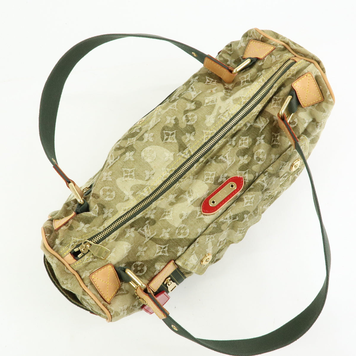 Louis Vuitton Monogramouflage Lys Denim Leather Boston Bag Green M95771