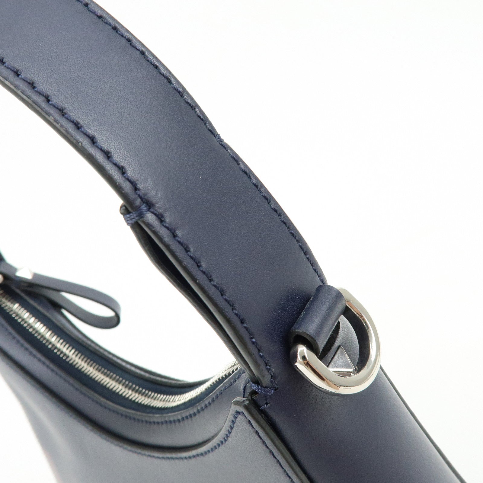 VALENTINO Logo Leather 2Way Bag Hand Bag Shoulder Bag Navy