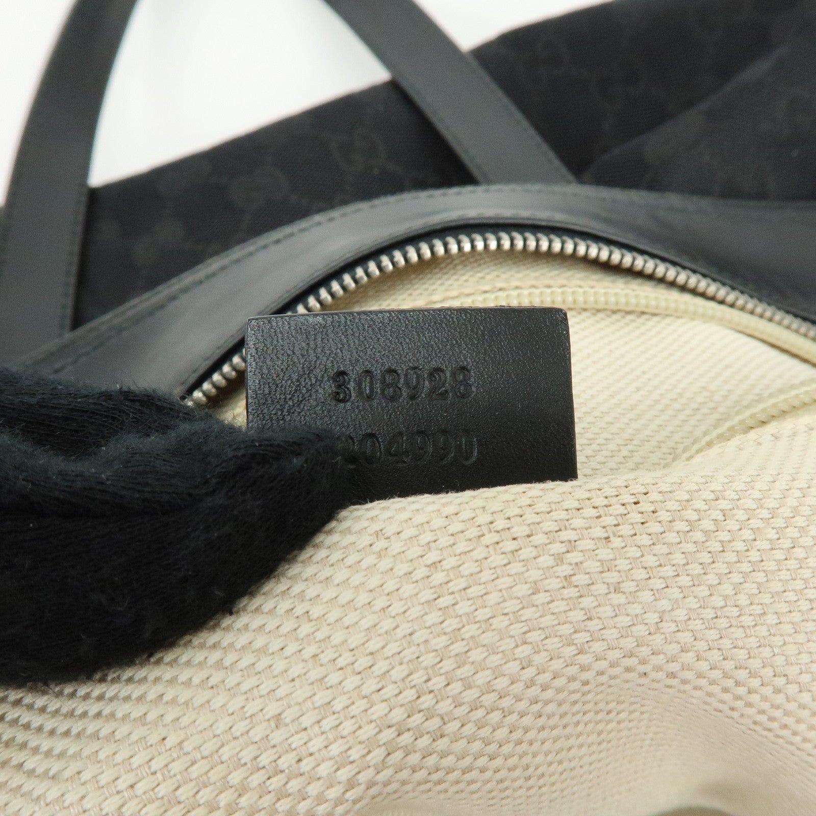 GUCCI Sherry GG Canvas Leather Tote Bag Shoulder Bag Black 308928