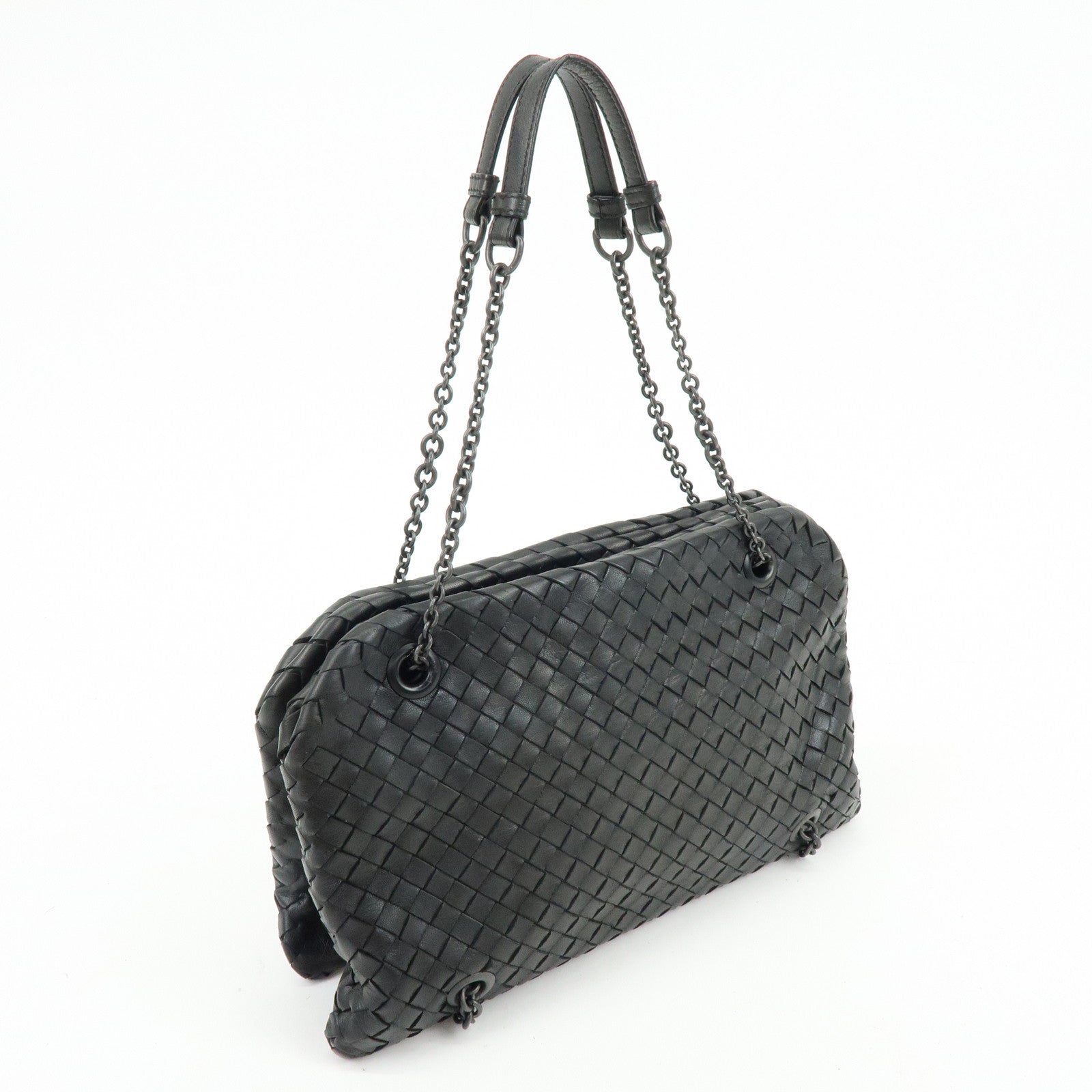 BOTTEGA VENETA Intrecciato Shoulder Bag Hand Bag Black