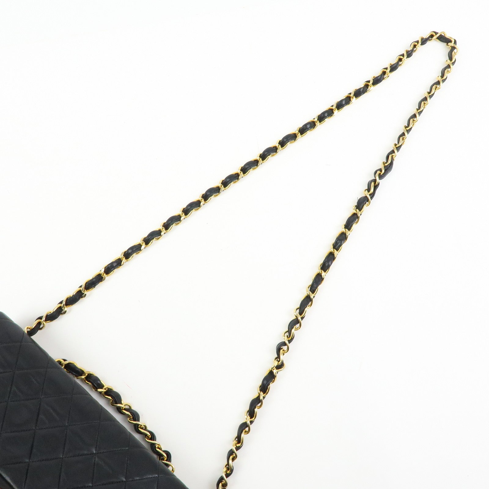 CHANEL Jumbo Matelasse 34 COCO Mark Lamb Skin Shoulder Bag Black A01094