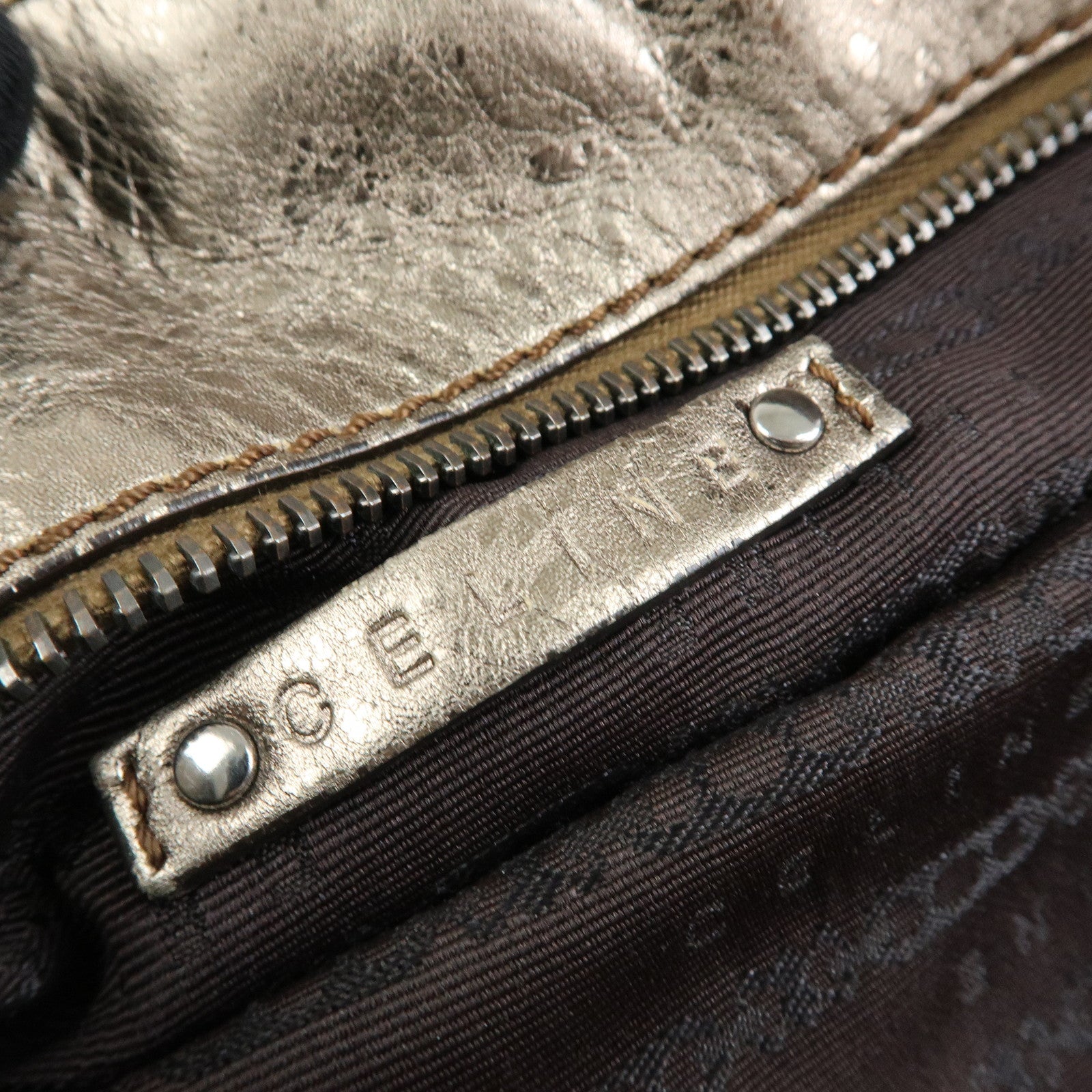 Celine Bittersweet Leather Shoulder Bag Hand Bag Hobo Bag Gold