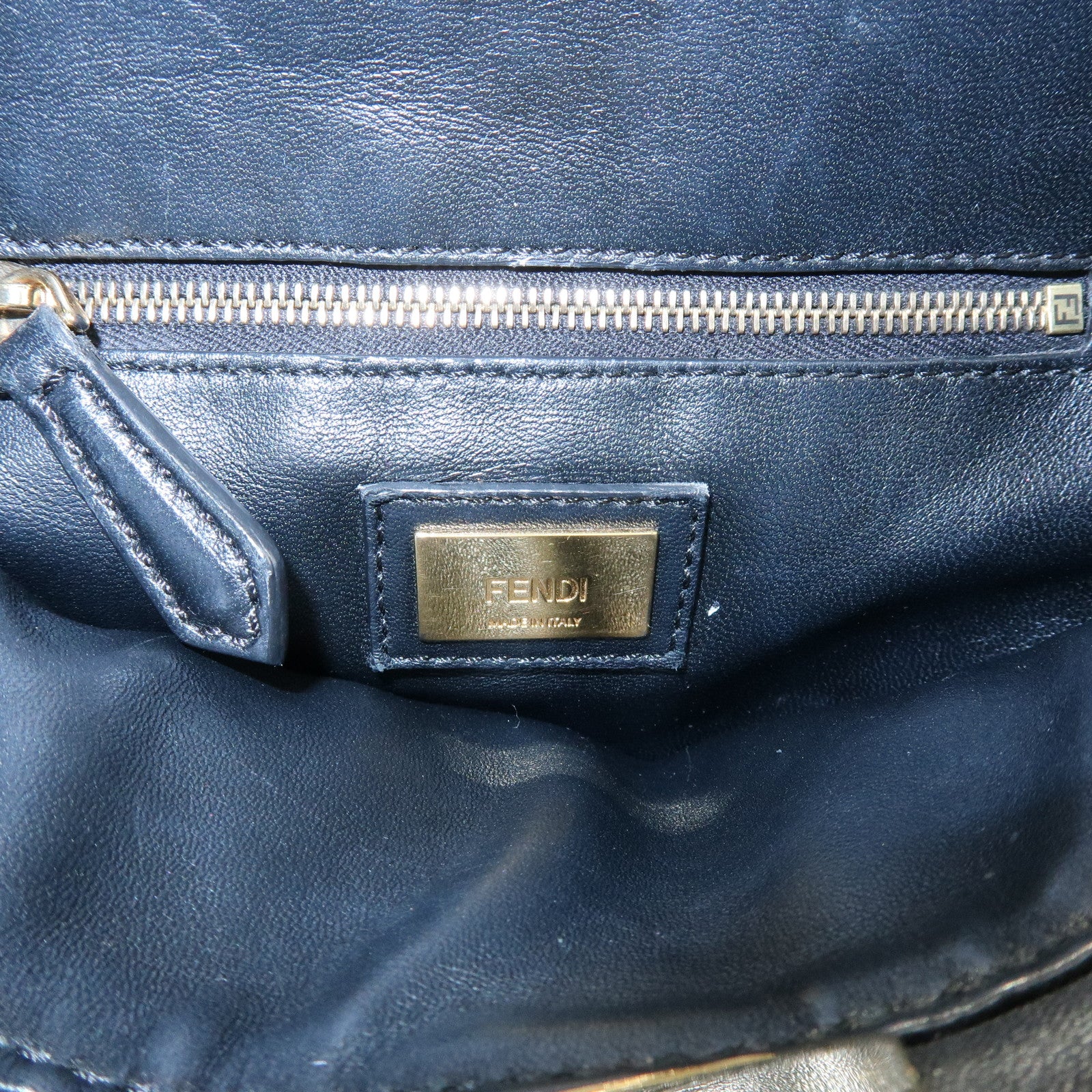 FENDI Peekaboo Mini Leather 2Way Shoulder Bag Hand Bag Black 8BN244