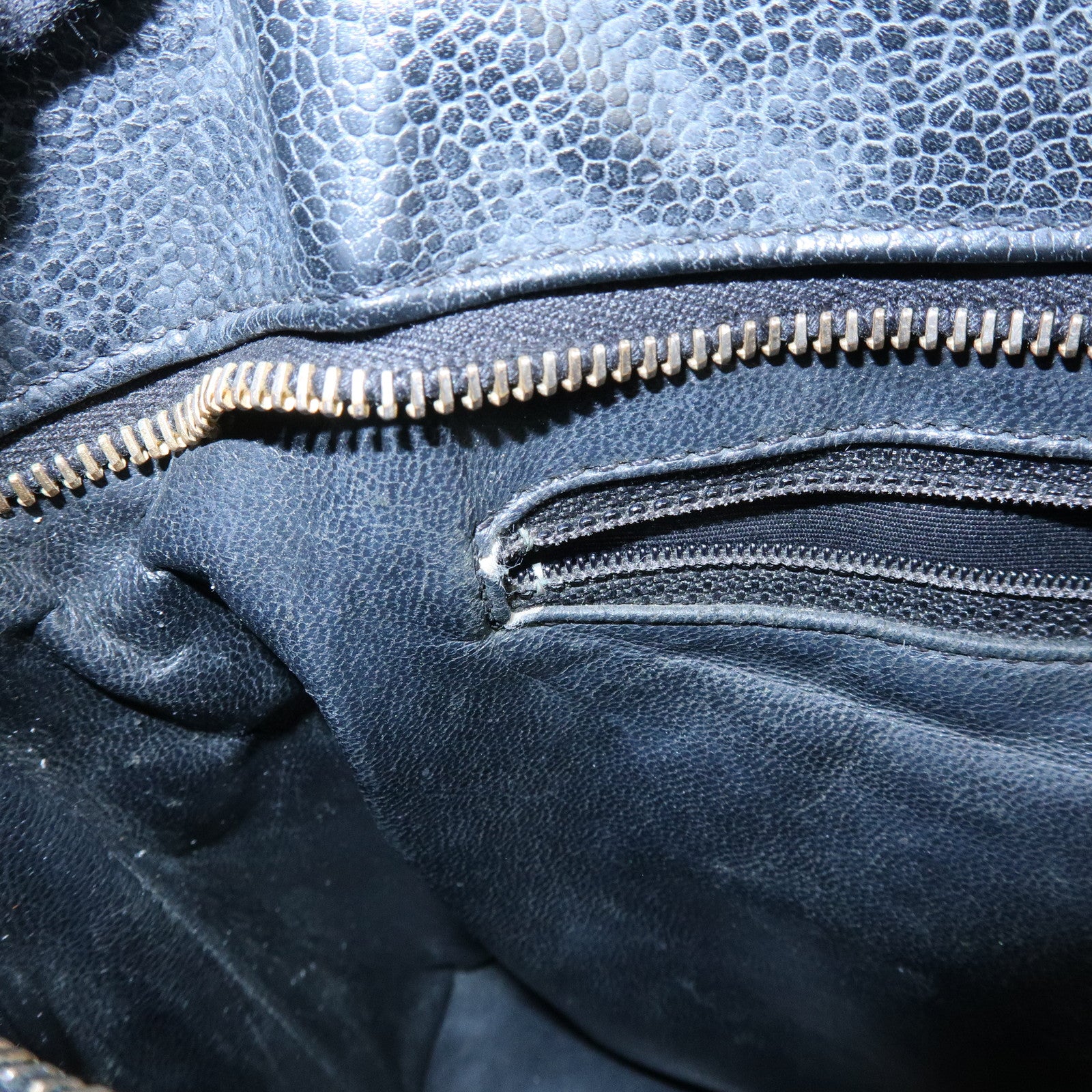 CHANEL Medallion Matelasse Caviarskin Tote Bag Hand Bag Black A01804