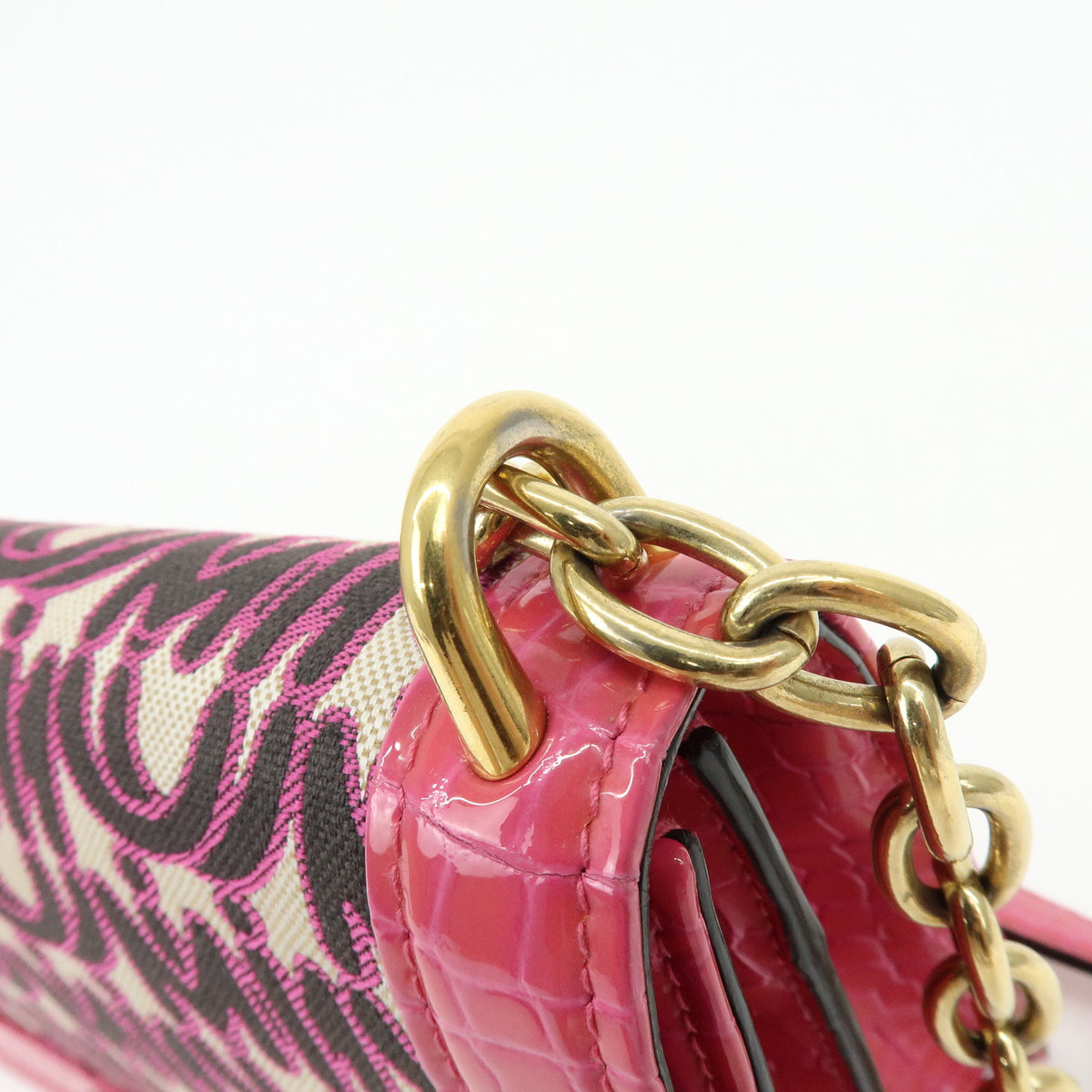 MIU MIU Jacquard Embossed Leather 2Way Hand Shoulder Bag Pink 5BD233