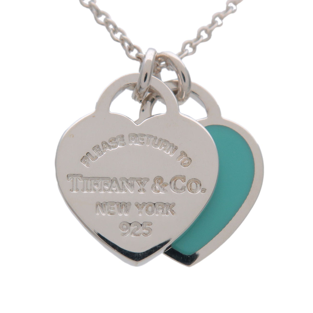 Tiffany & Co Return to Tiffany Mini Double Heart Tag Necklace SV925
