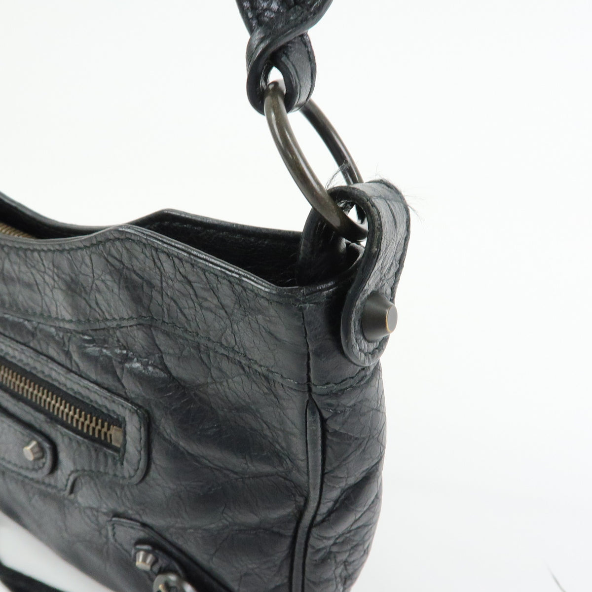 BALENCIAGA Classic The Hip Leather Shoulder Crossbody Bag Black242803