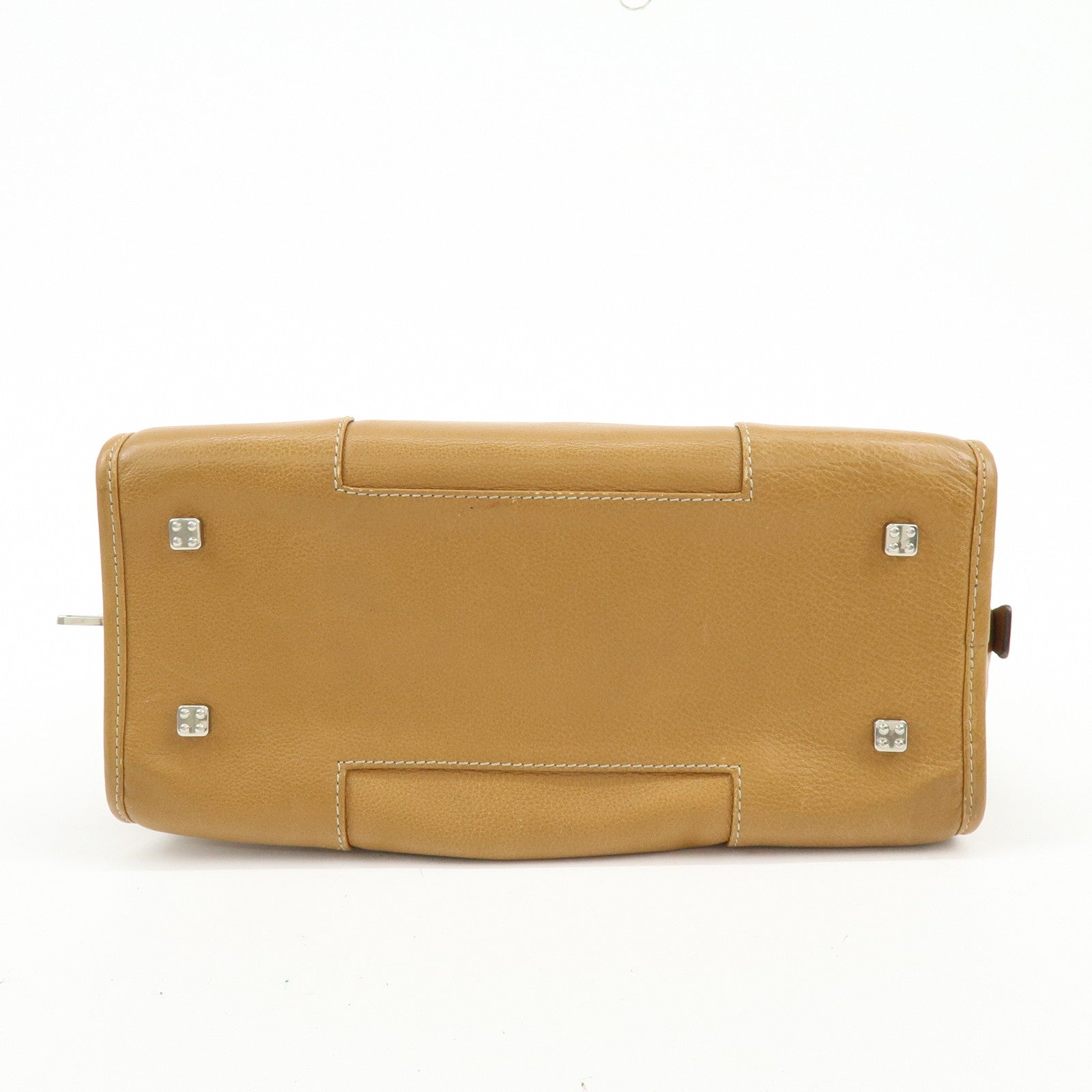 LOEWE Anagram Amazona 28 Leather Hand Bag Boston Bag Camel