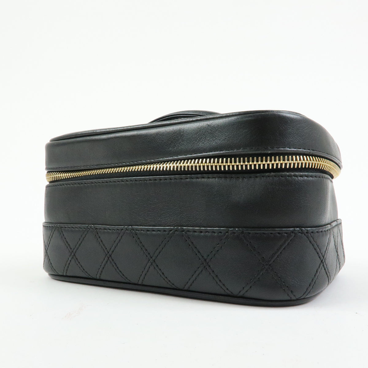 CHANEL Bicolore COCO Mark Calf Leather Vanity Bag Black A01618