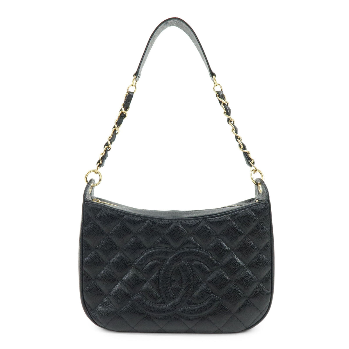 CHANEL COCO Mark Caviarskin Chain Shoulder Bag Black A20993