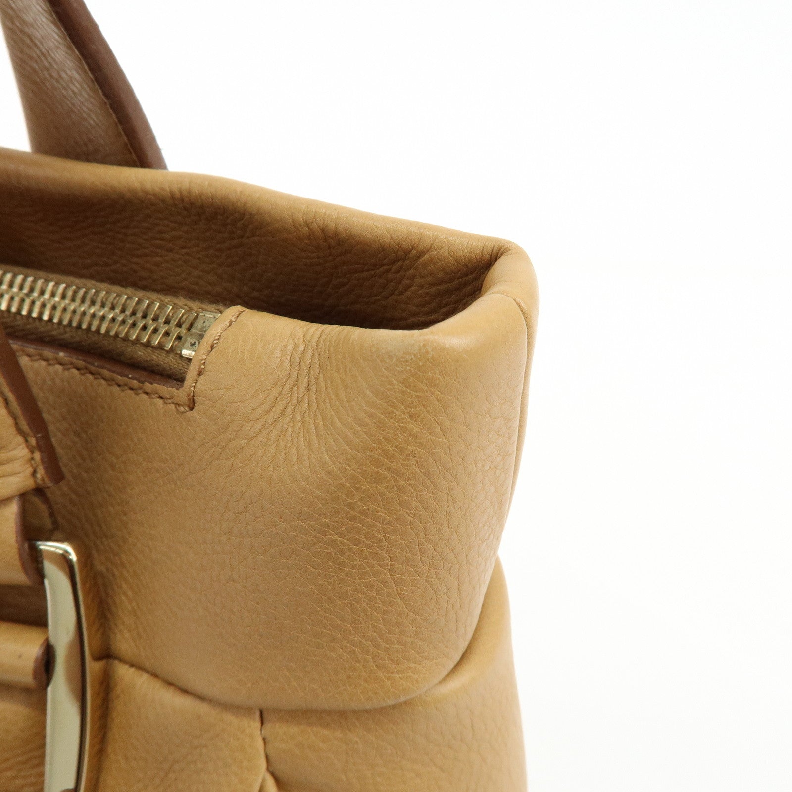 CELINE Blossom Leather Hand Bag Shoulder Bag Beige