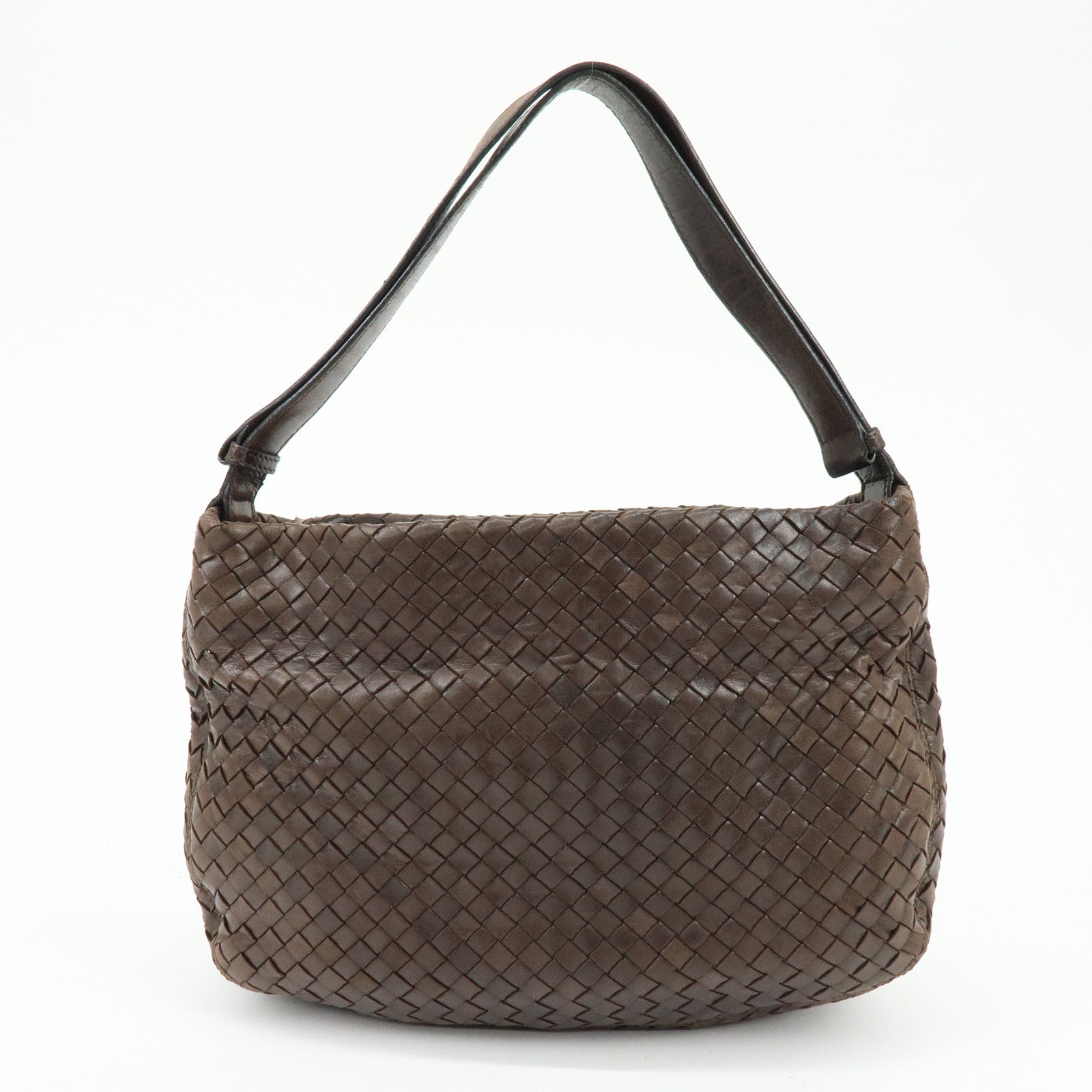BOTTEGA VENETA Intrecciato Leather Shoulder Bag Hand Bag Brown