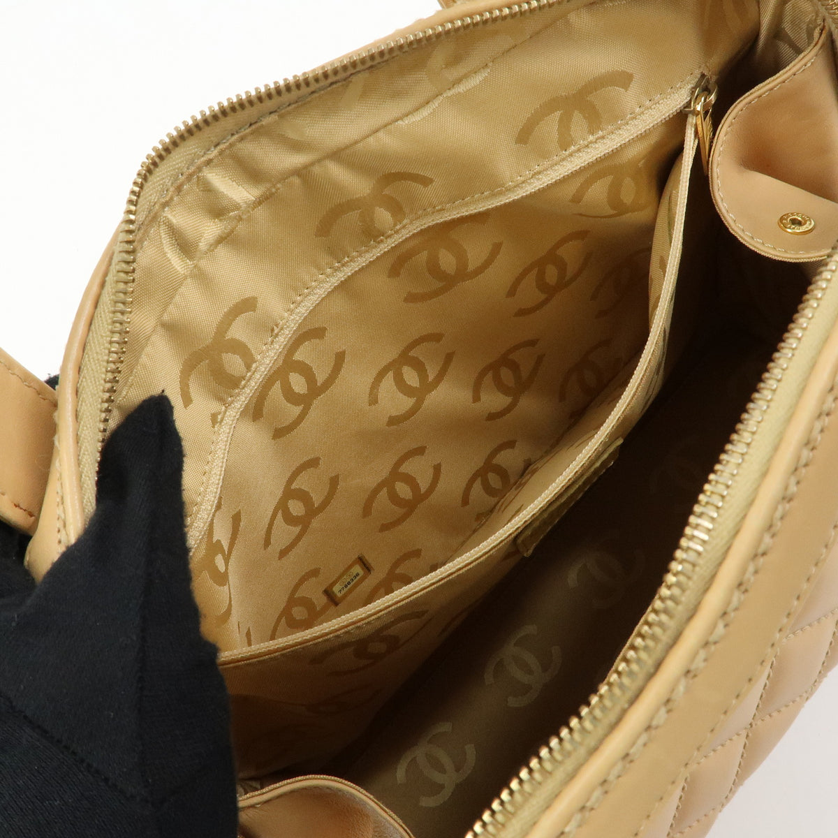CHANEL Wild Stitch COCO Mark Leather Hand Bag Tote Bag Beige A14693