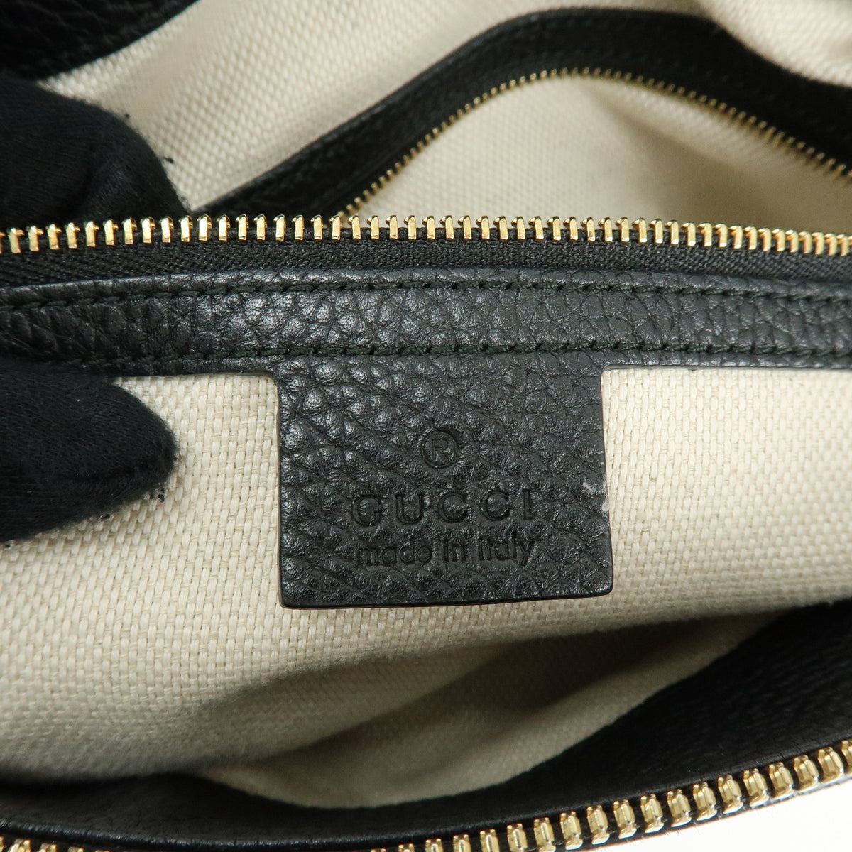 GUCCI SOHO Interlocking G Leather 2Way Hand Shoulder Bag Black 536194