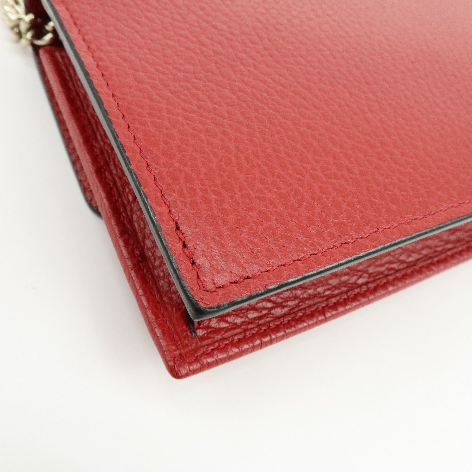 GUCCI Interlocking G Leather Chain Wallet Shoulder Bag Red 510314