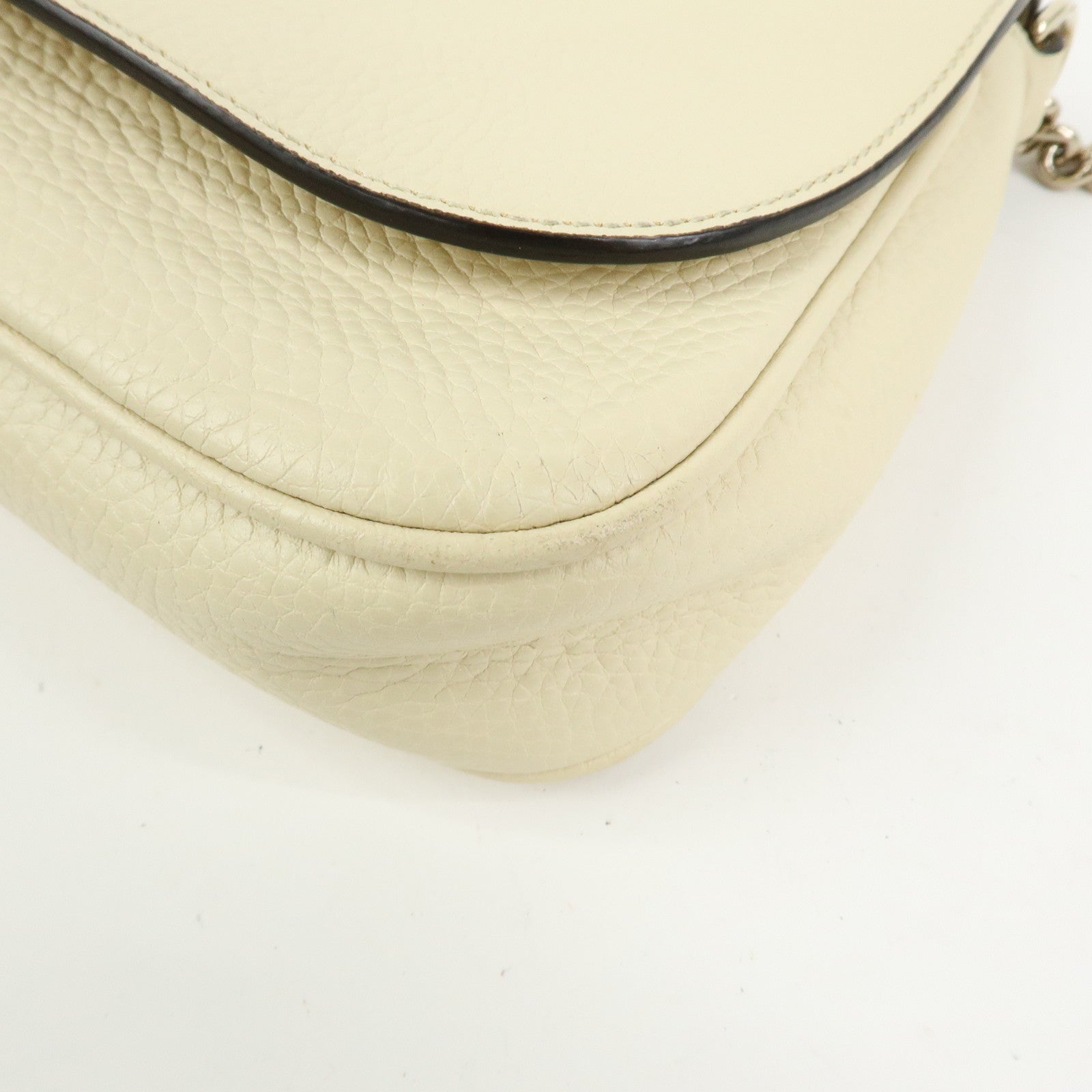 GUCCI SOHO Interlocking G Leather Chain Shoulder Bag White 536224