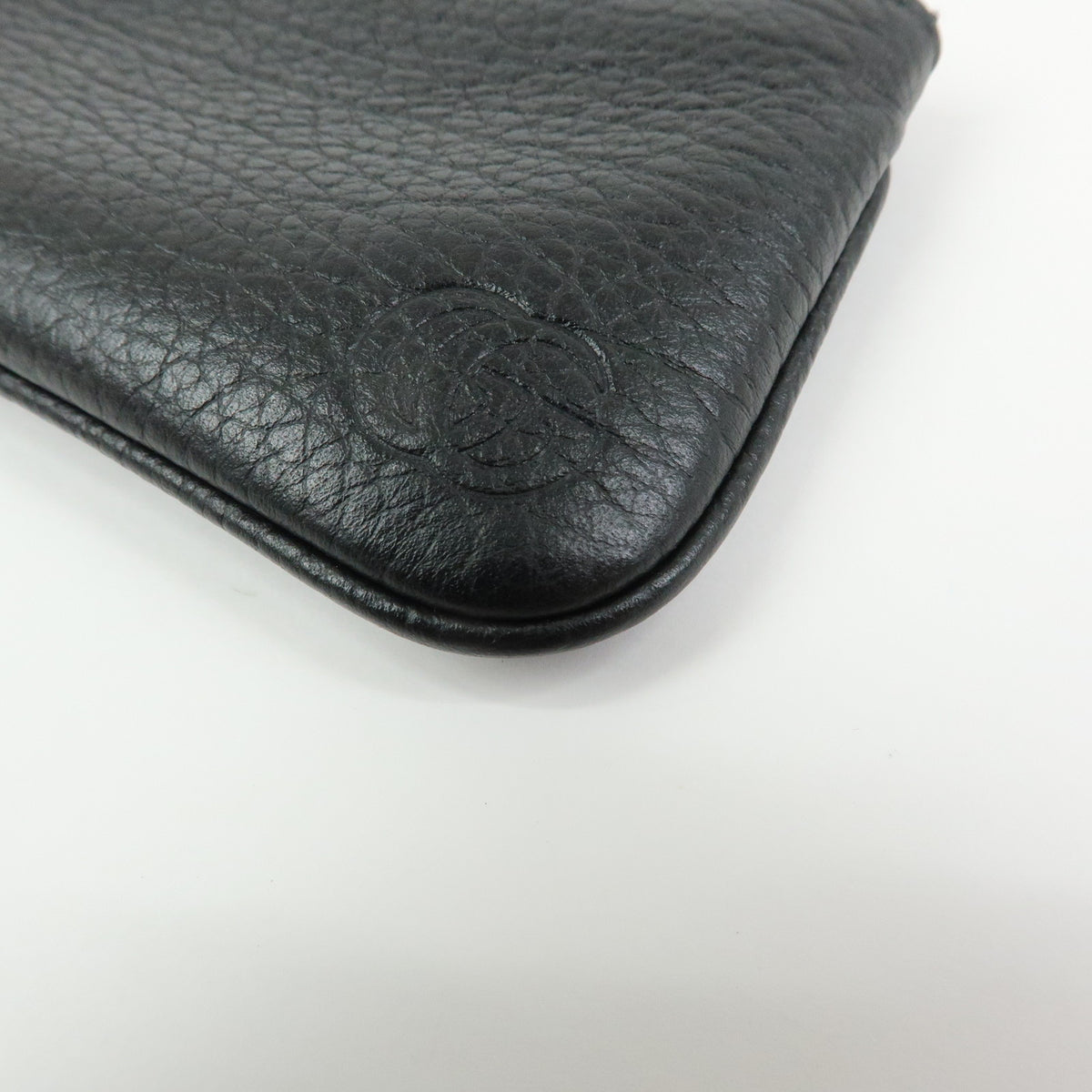GUCCI Double G Leather Coin Case Key Chain Black 795330
