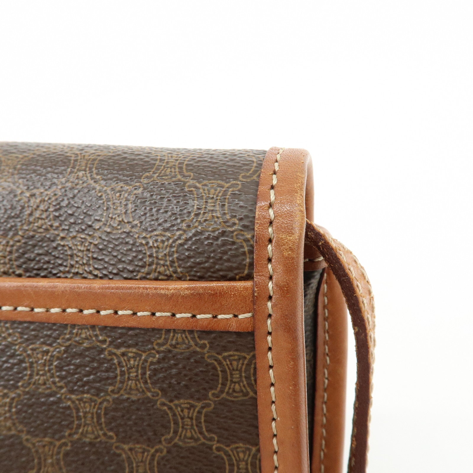 CELINE Macadam PVC Leather Shoulder Bag Crossbody Bag Brown