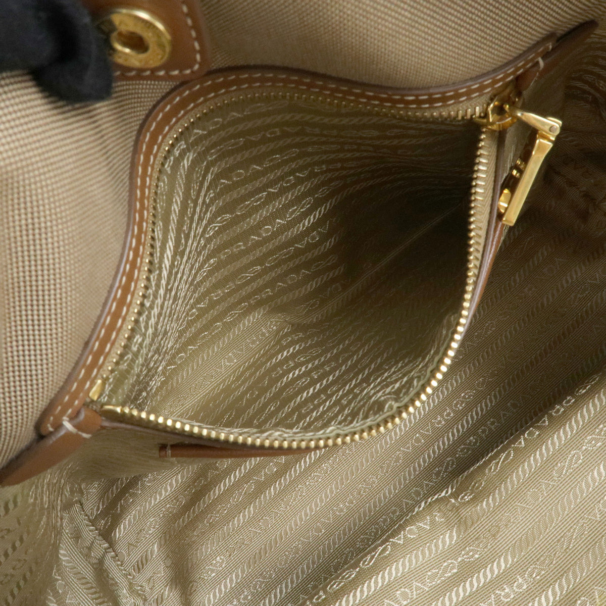 PRADA Triangle Logo Jacquard Canvas Leather 2Way Bag Tote Bag BN1841
