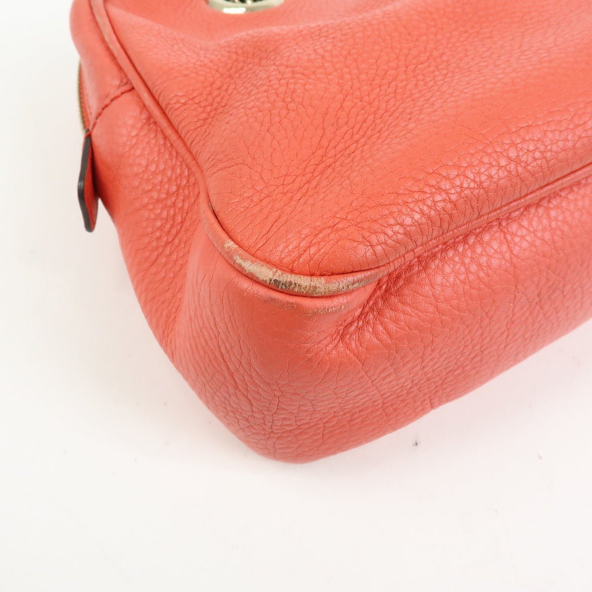 GUCCI SOHO Interlocking G Leather Chain Shoulder Bag Coral 308983