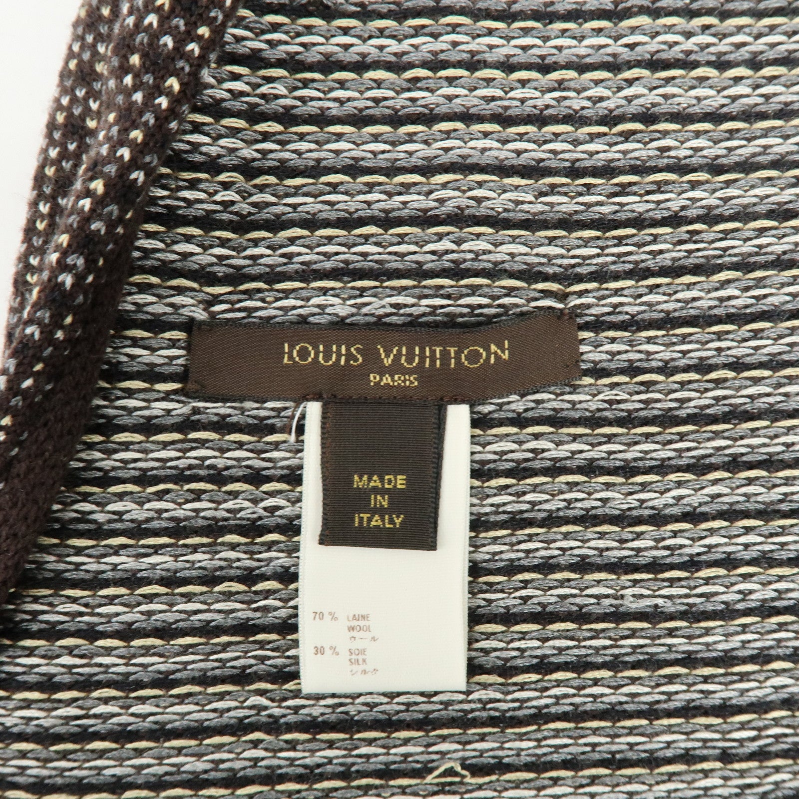 Louis Vuitton Taiga Takahashi Wool Silk Scarf Stole Dark Brown