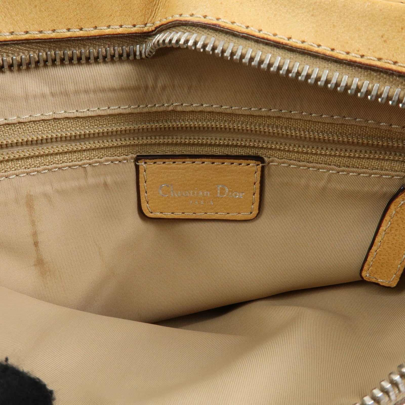 Christian Dior Trotter Street Chic Canvas Leather Shoulder Bag Beige