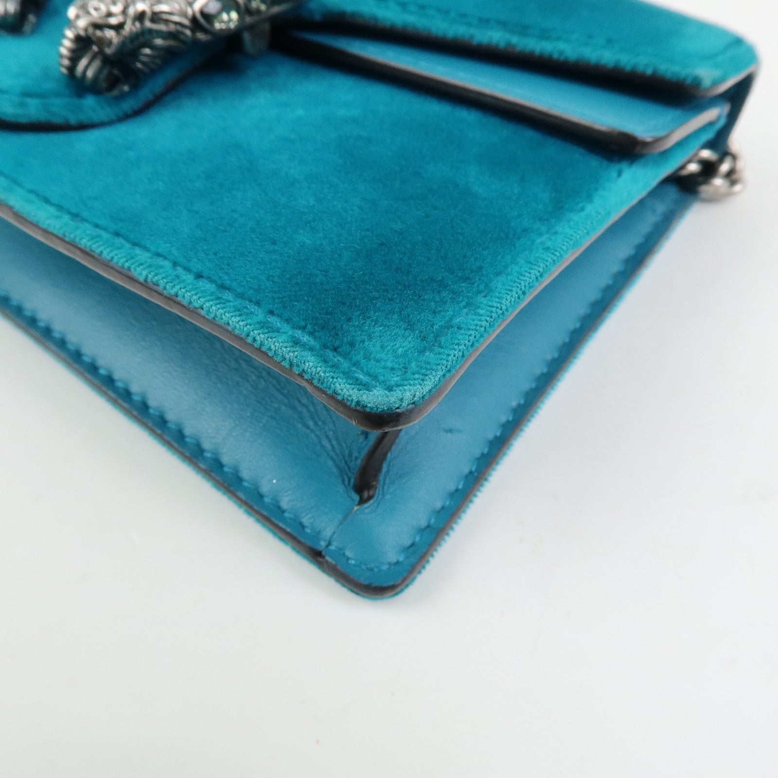 GUCCI Dionysus Super Mini Bag Velour Chain Shoulder Bag Green 476432