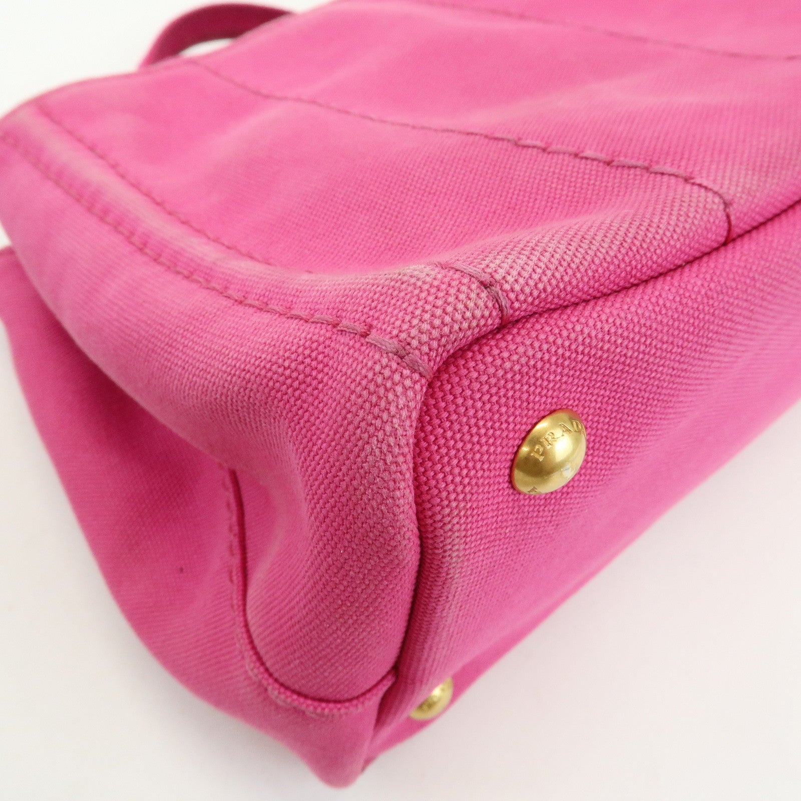 PRADA Triangle Logo Canapa Mini Canvas Tote Hand Bag Pink BN2439