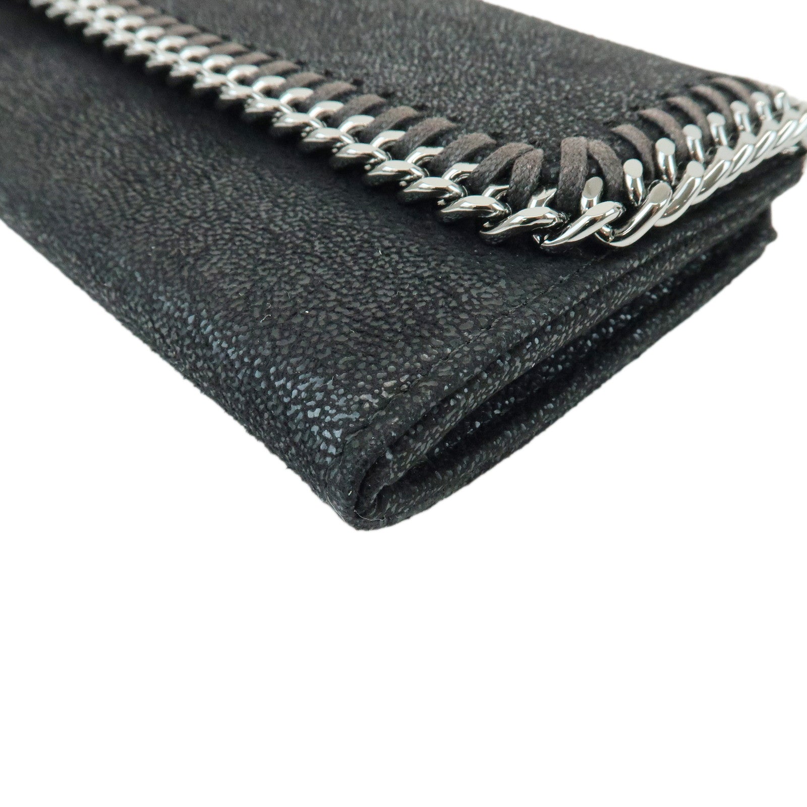 STELLA MCCARTNEY Falabella Faux Leather Flap Long Wallet Black