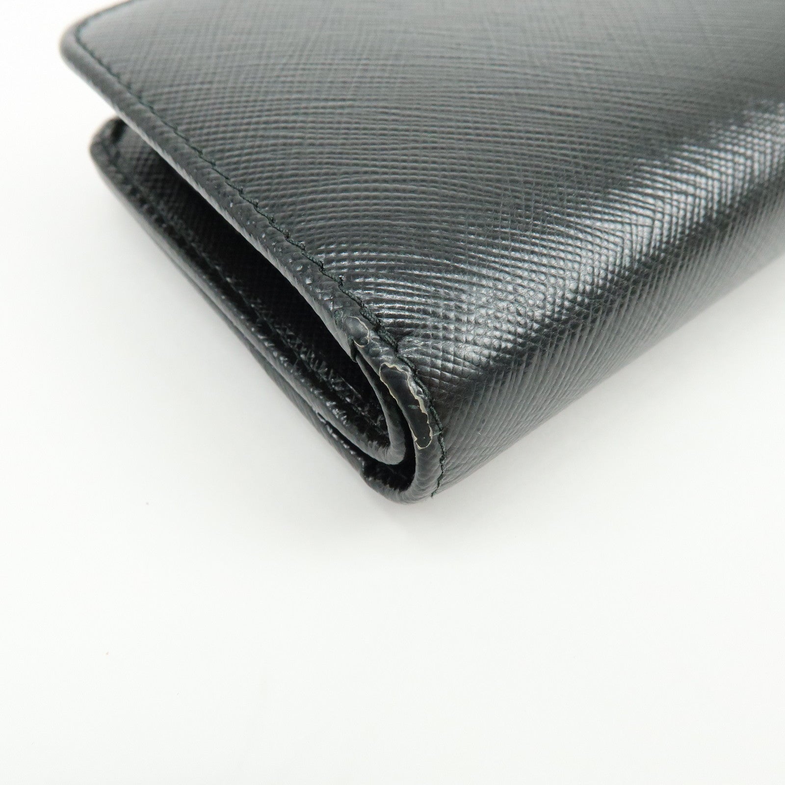 PRADA Saffiano Leather Compact Bi-fold Wallet Black 1ML225