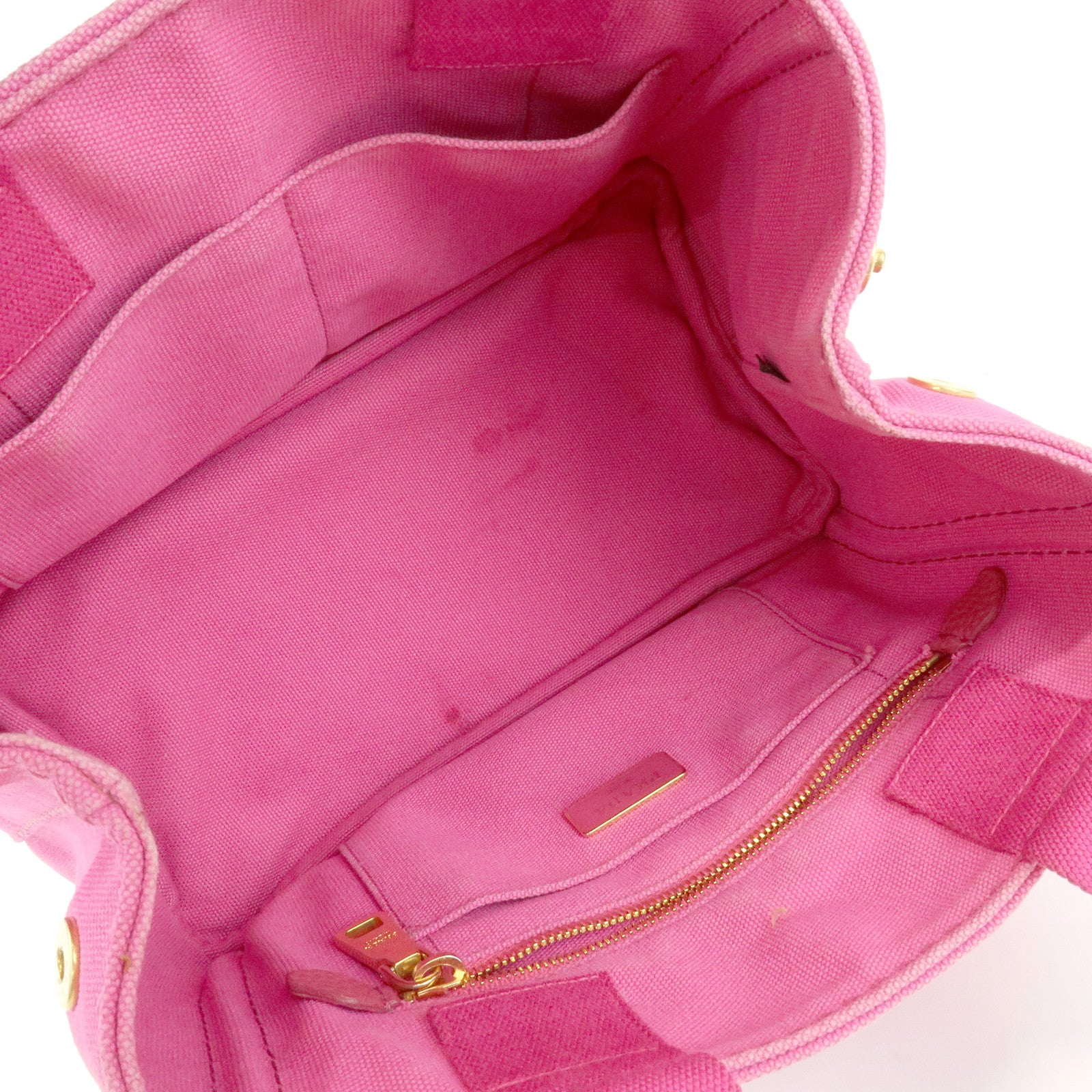 PRADA Triangle Logo Canapa Mini Canvas Tote Hand Bag Pink BN2439