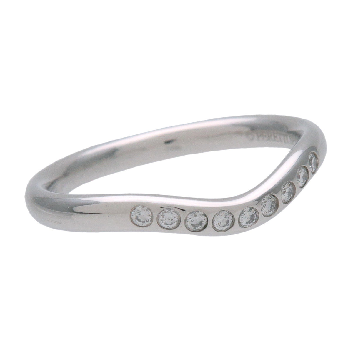 Tiffany & Co Curved Band 9P Diamond Ring PT950 Platinum US4.5 EU48
