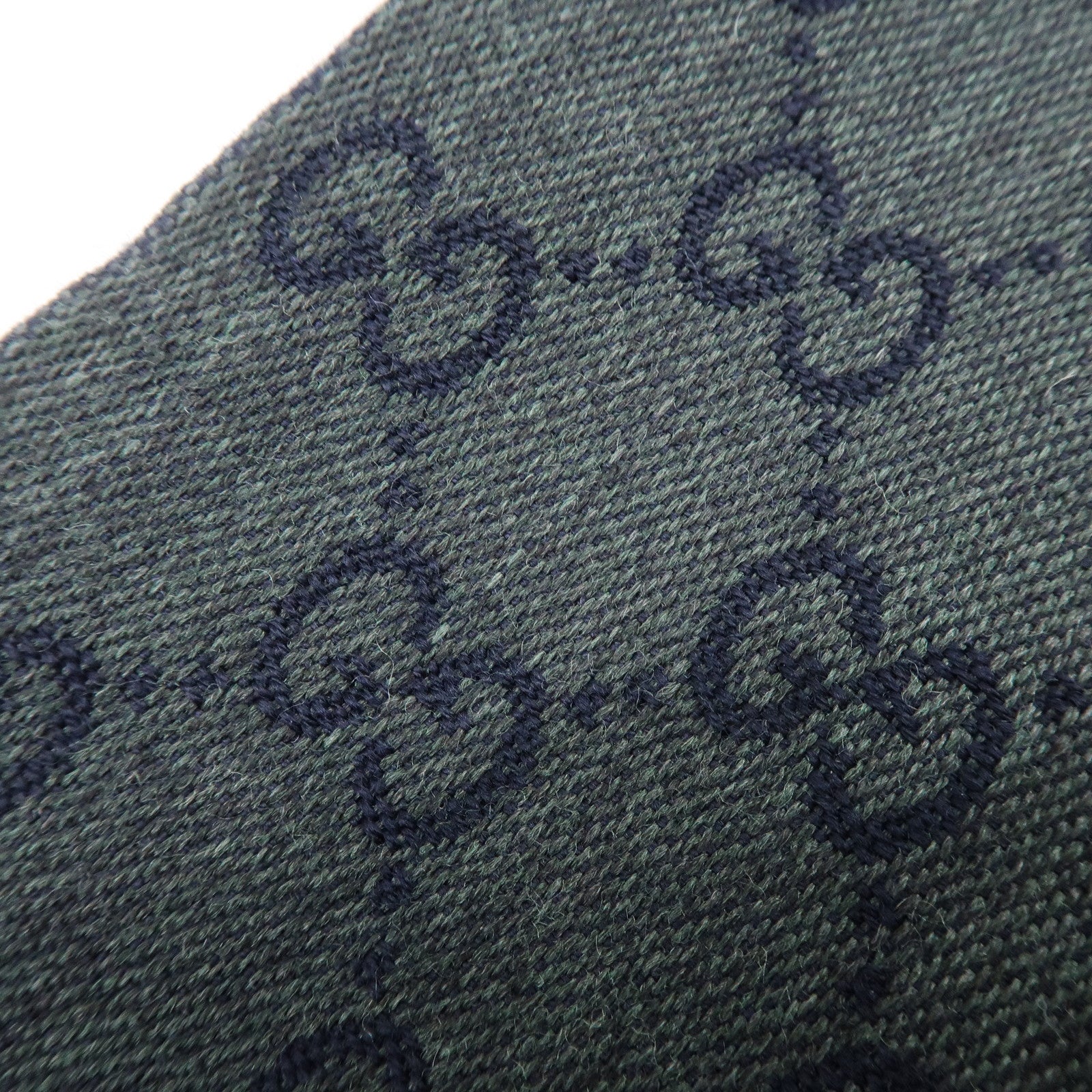 GUCCI GG Monogram Wool100% Scarf Stole Navy Dark Green