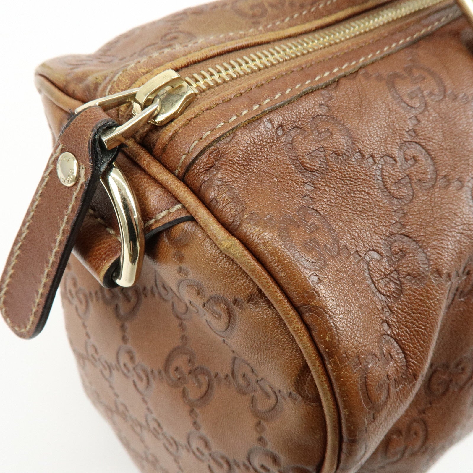 GUCCI Guccissima Leather Boston Bag Hand Bag Brown 193603