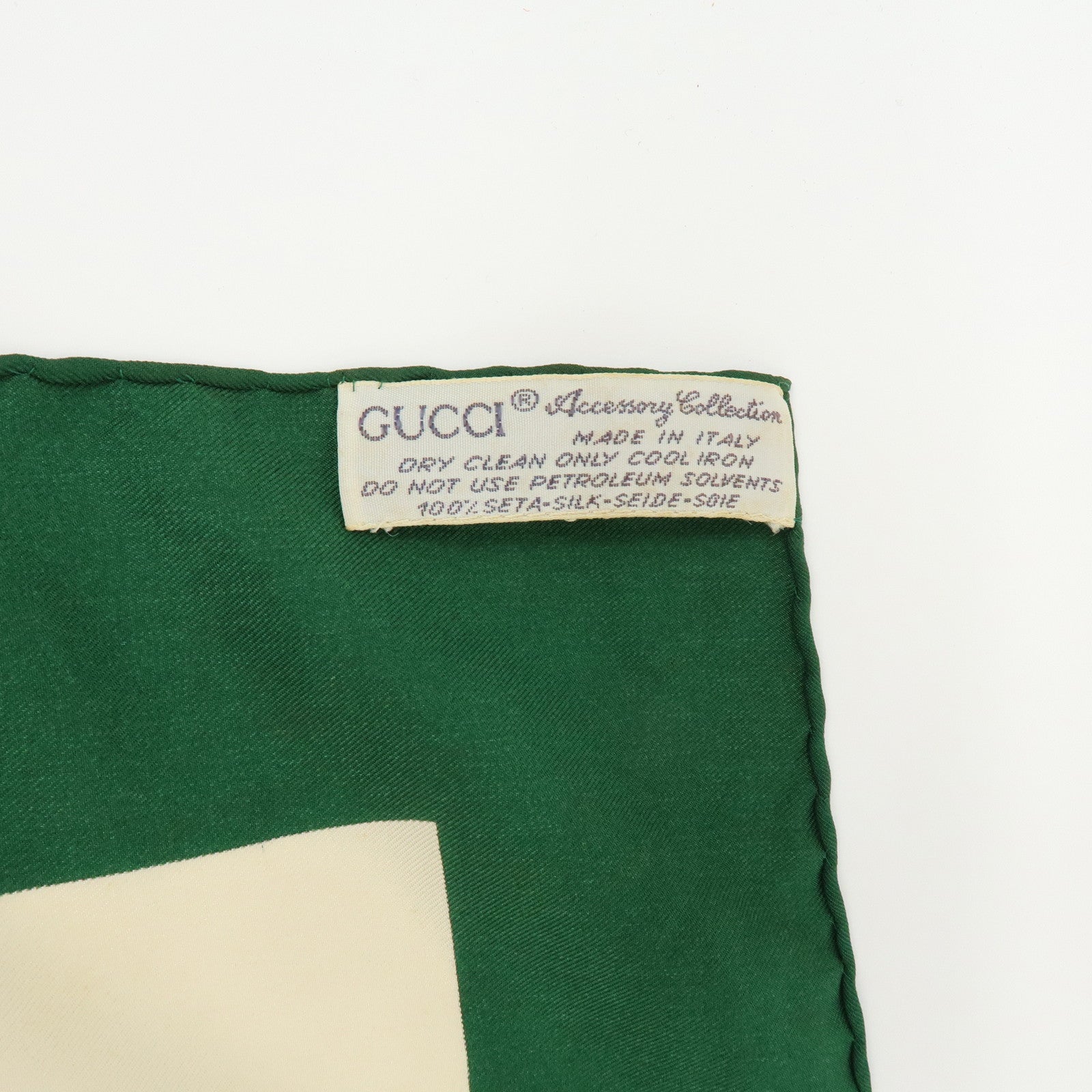 GUCCI Set of 2 Silk 100% Scarf Flower Mushroom Motif Green Navy
