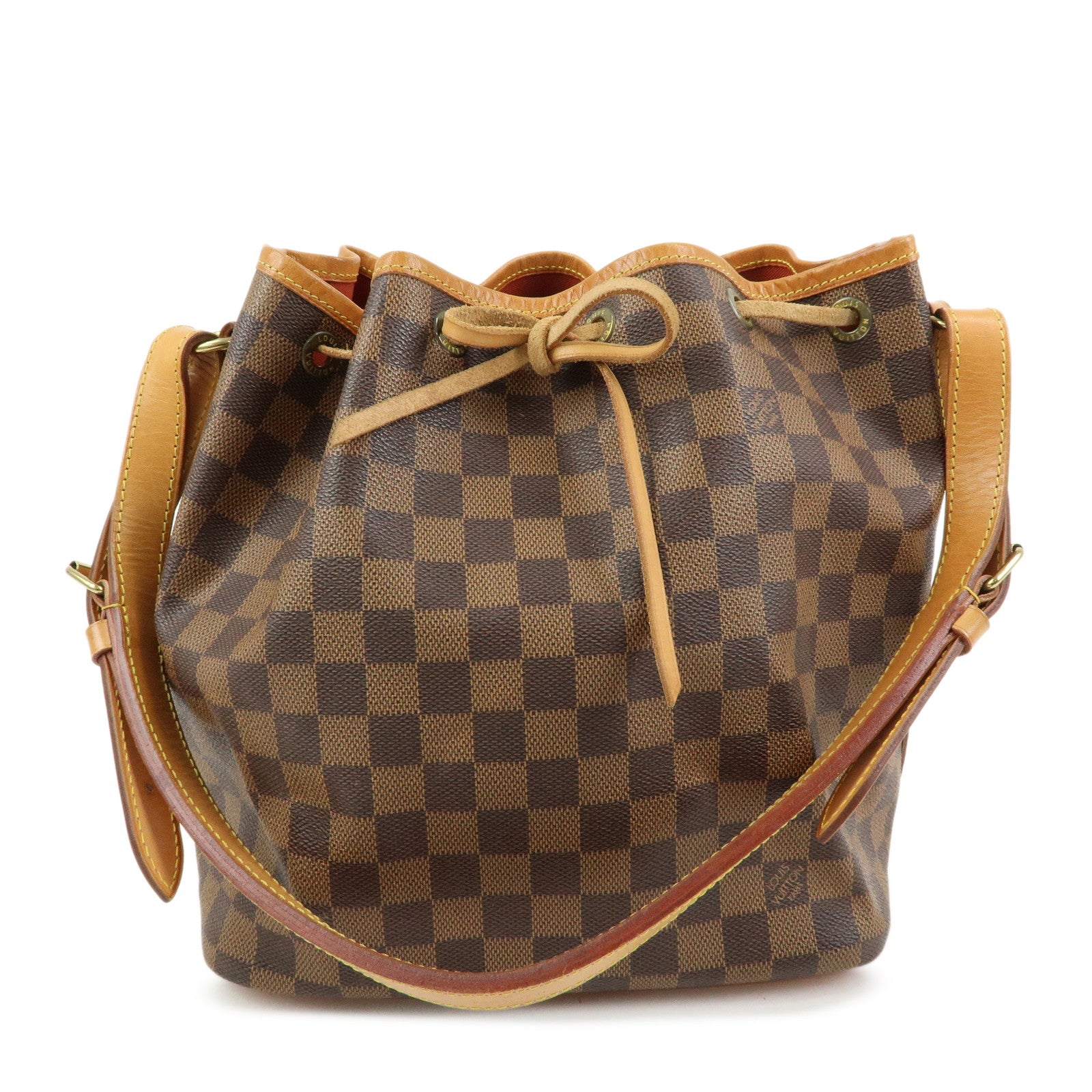 Louis Vuitton Damier Noe Canvas Leather Shoulder Bag Brown