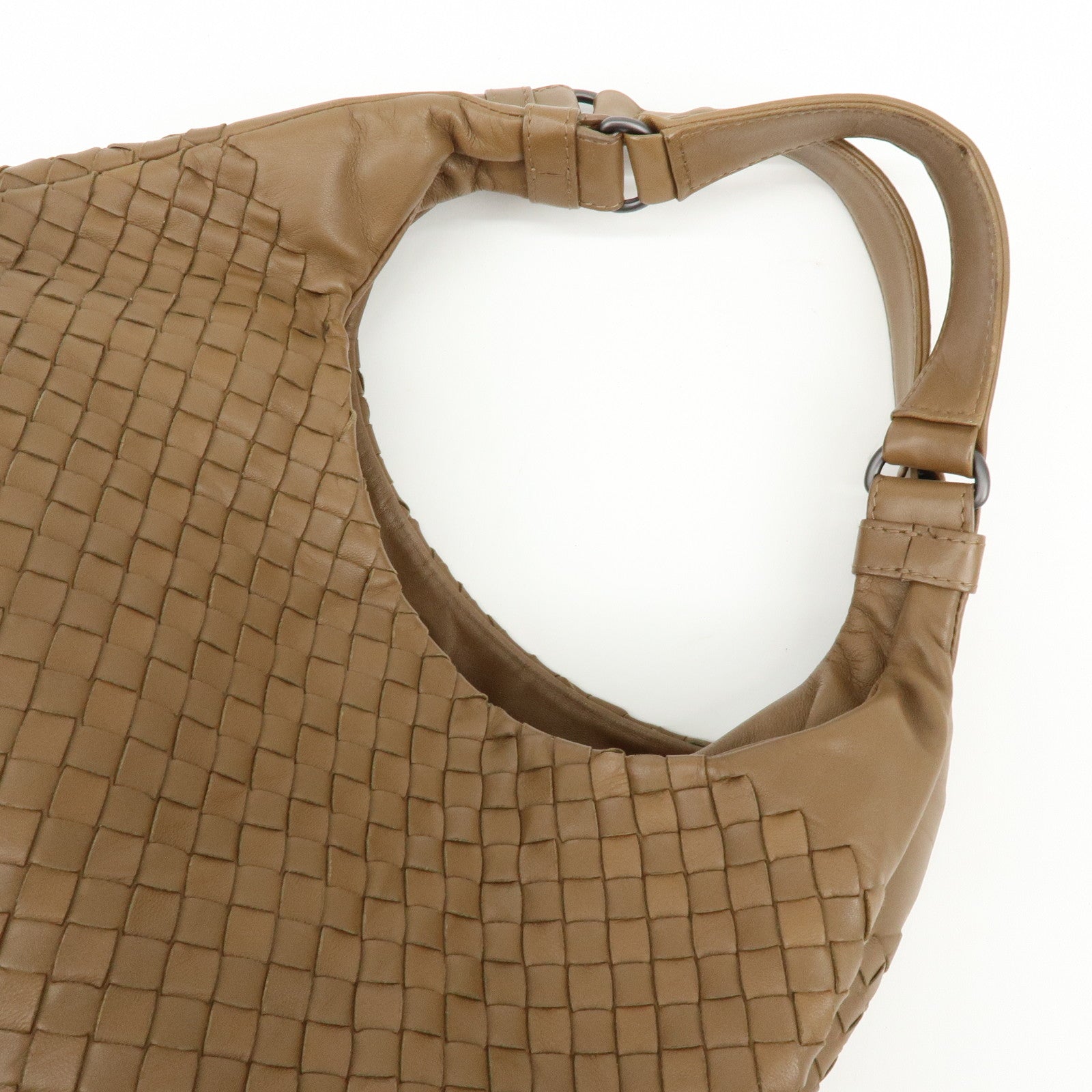 BOTTEGA VENETA Intrecciato Campana Leather Shoulder Bag Brown 125787