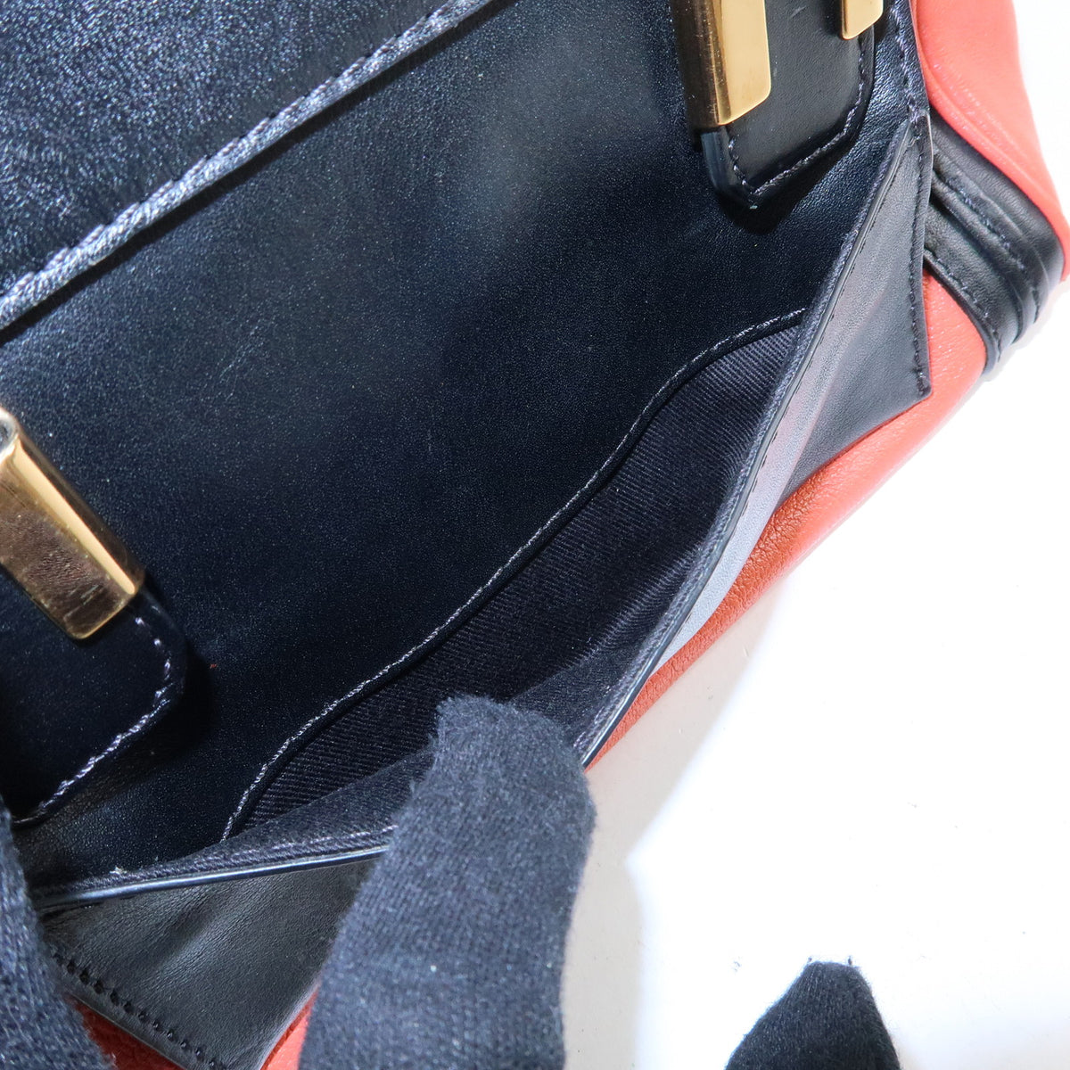 Chloe Logo Alice Leather 2Way Bag Hand Bag Shoulder Bag Orange Black
