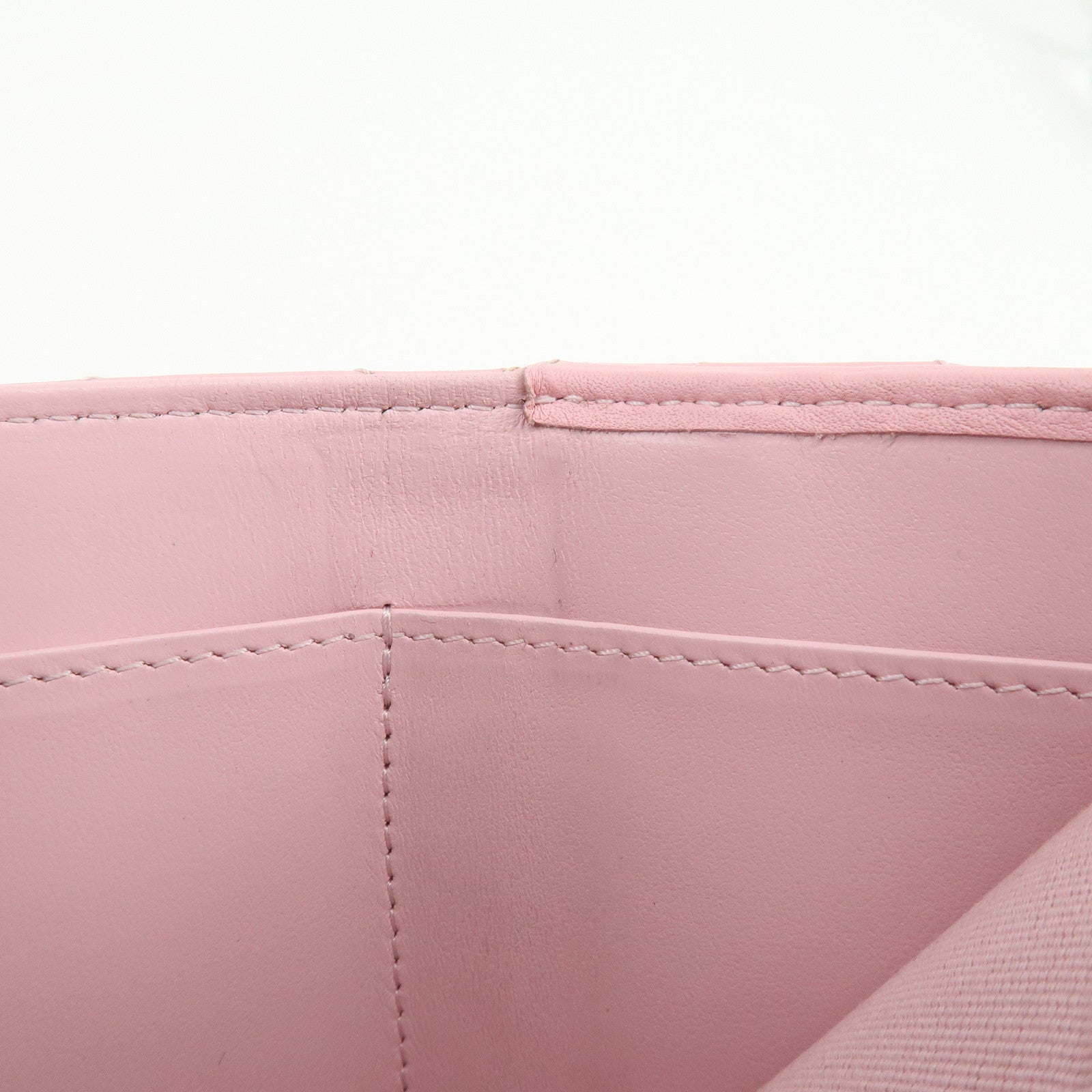 CHANEL COCO Mark Wild Stitch Calf Skin Tri-Fold Compact Wallet Pink