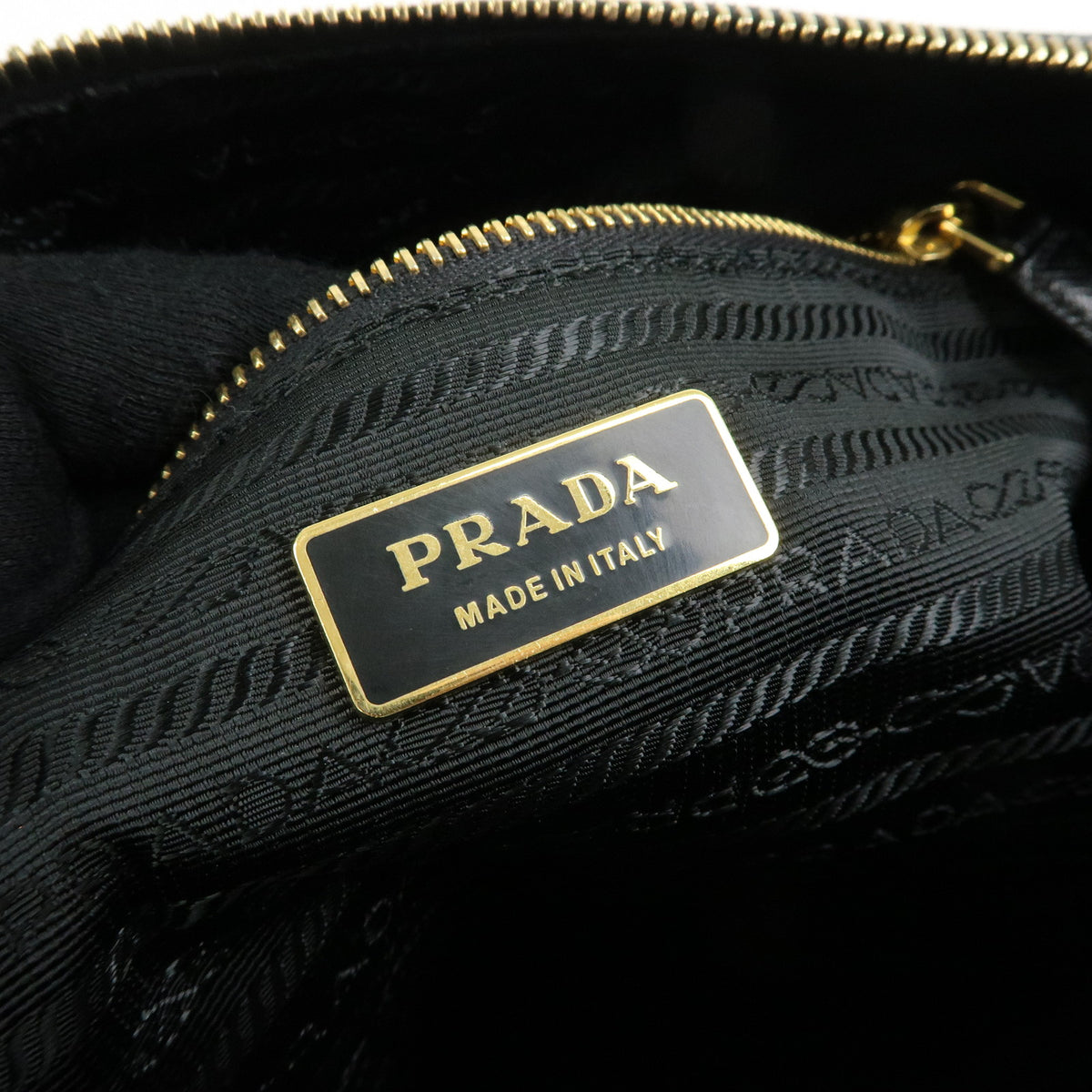 PRADA Triangle Logo Perforated Saffiano Leather 2Way Boston Bag Black