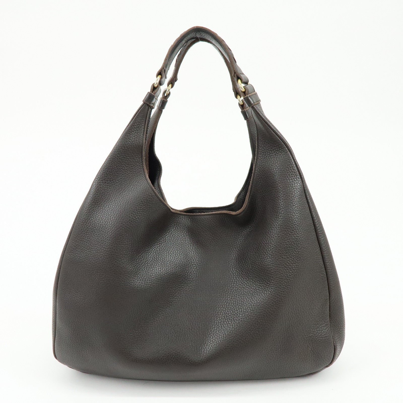 BOTTEGA VENETA Intrecciato Campana Large Leather Shoulder Bag Brown