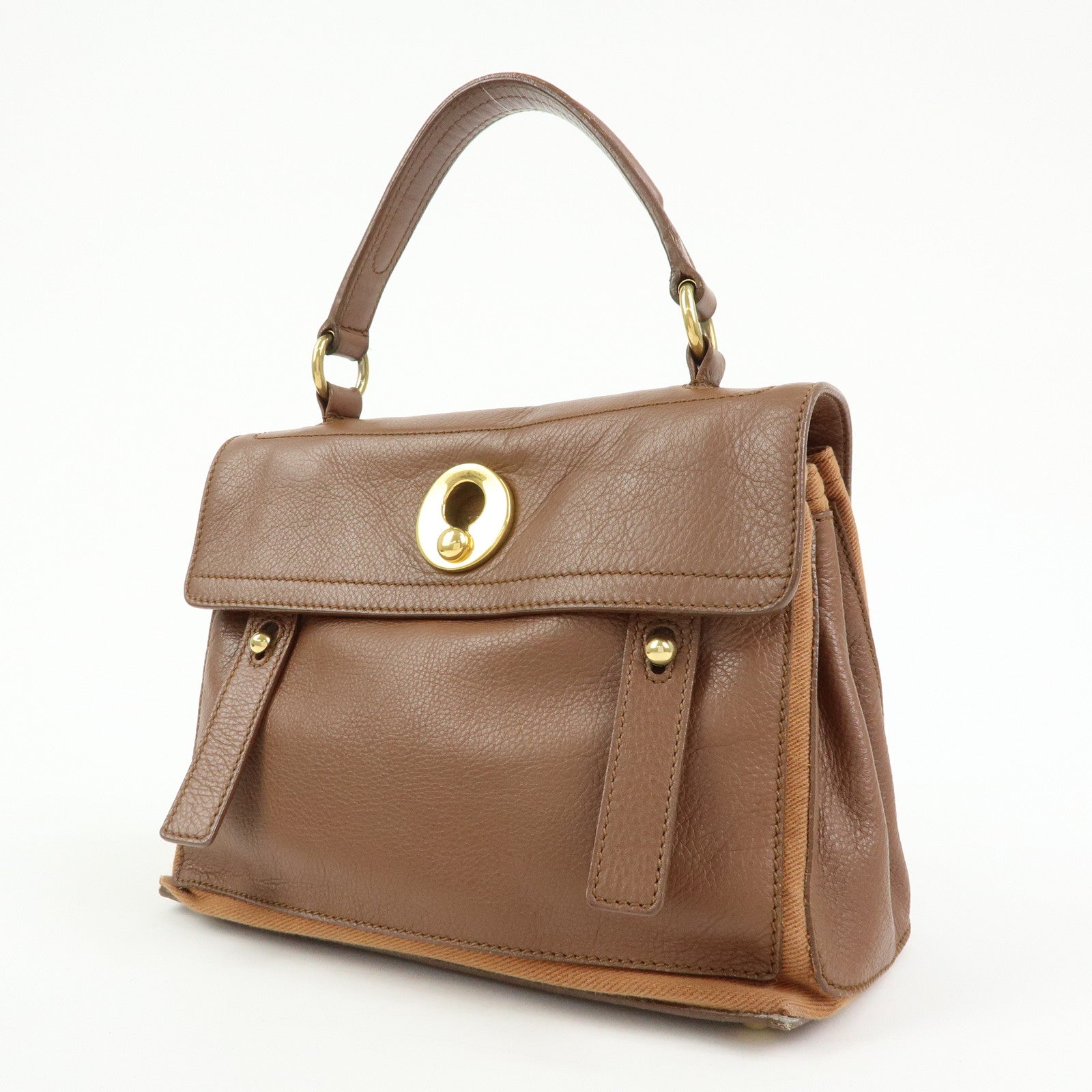 SAINT LAURENT PARIS Muse Two Leather Hand Bag Brown 289278