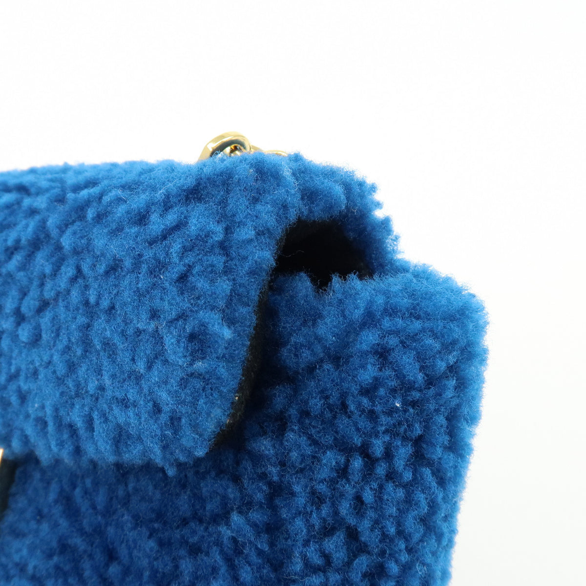 FENDI Mini Be Baguette Mouton Leather Shoulder Bag Blue 8M0315