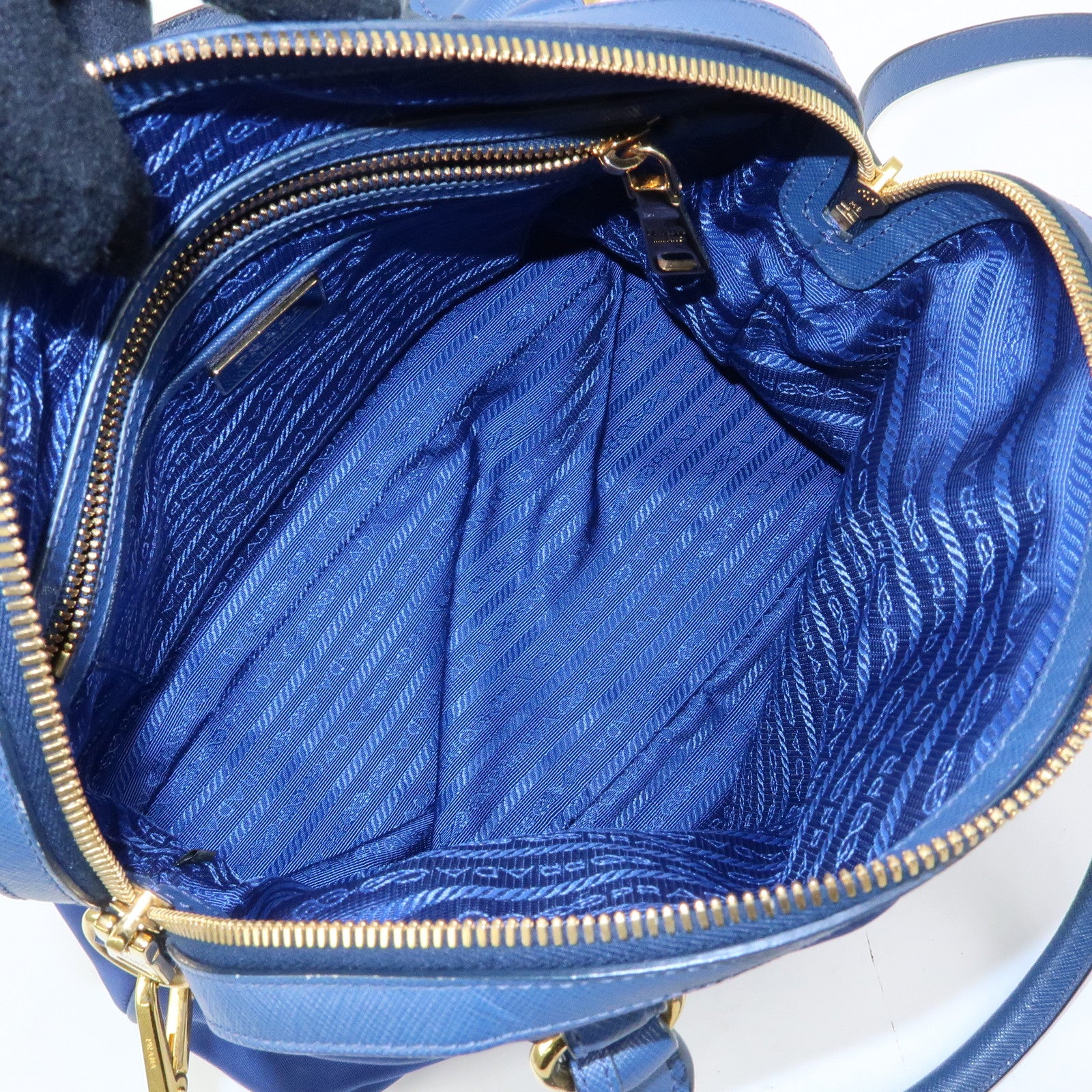 PRADA Tessuto Nylon Saffiano Leather 2Way Hand Shoulder Bag 1BB013